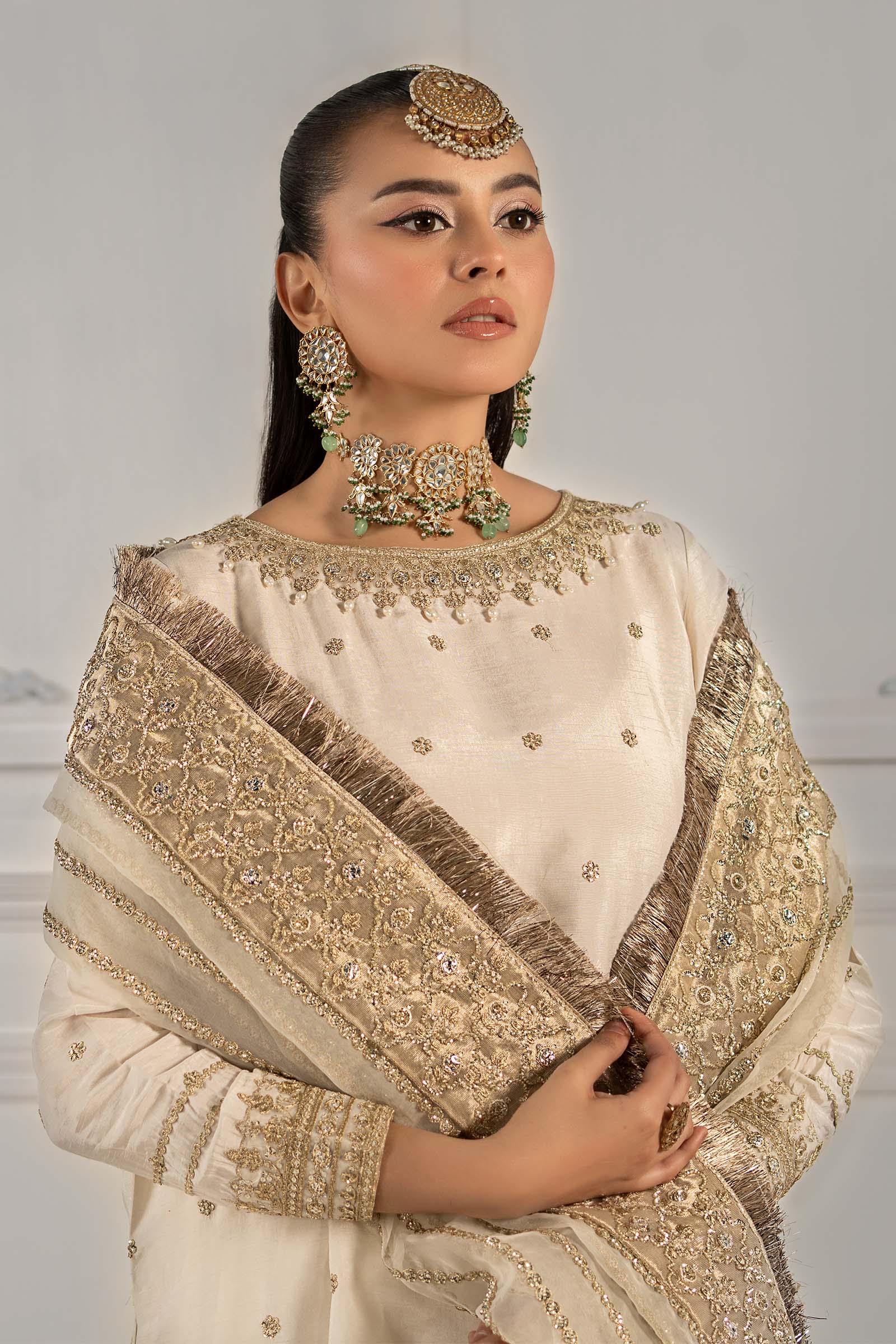 3 Piece Embroidered Raw Silk Suit - Image 2