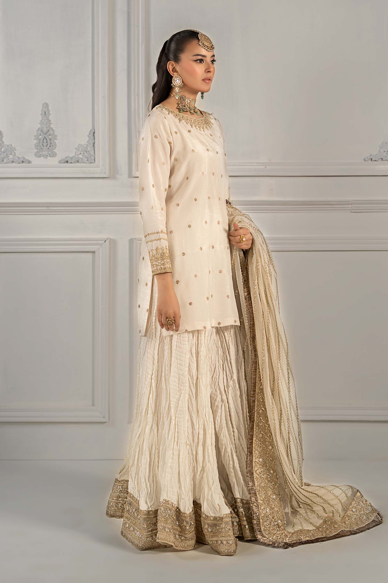 3 Piece Embroidered Raw Silk Suit - Image 6