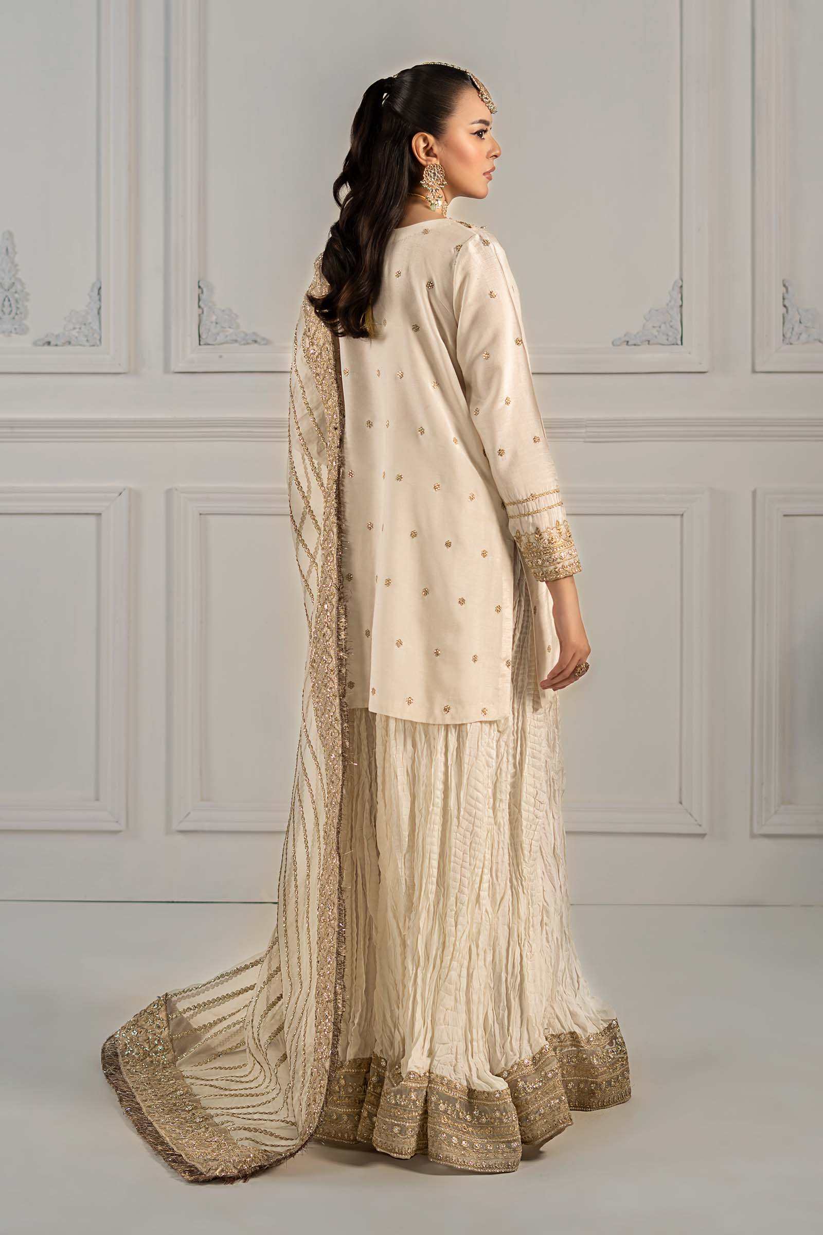 3 Piece Embroidered Raw Silk Suit - Image 7