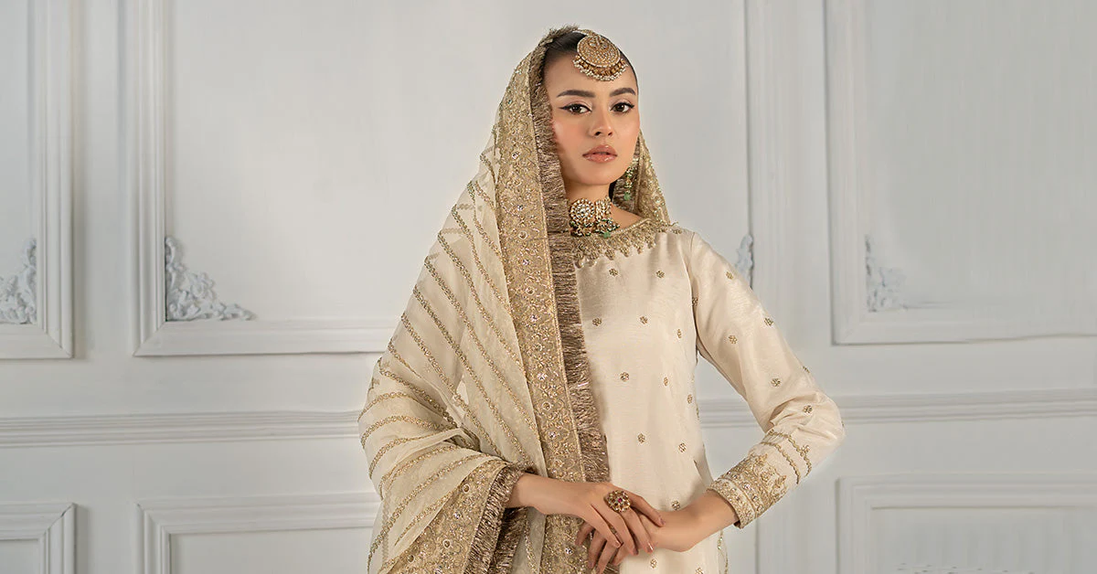3 Piece Embroidered Raw Silk Suit - Image 8