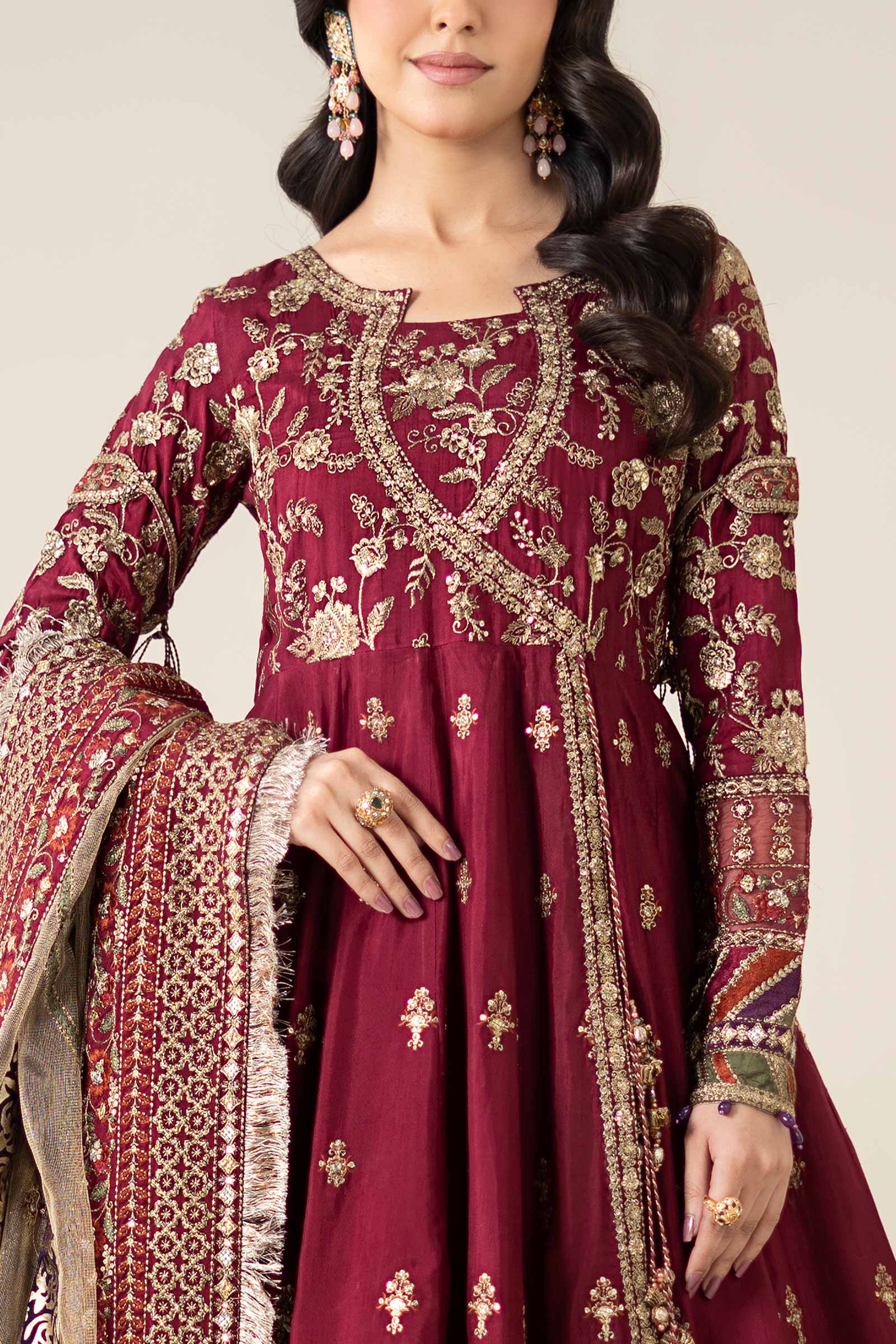 3 Piece Embroidered Raw Silk Suit - Image 3