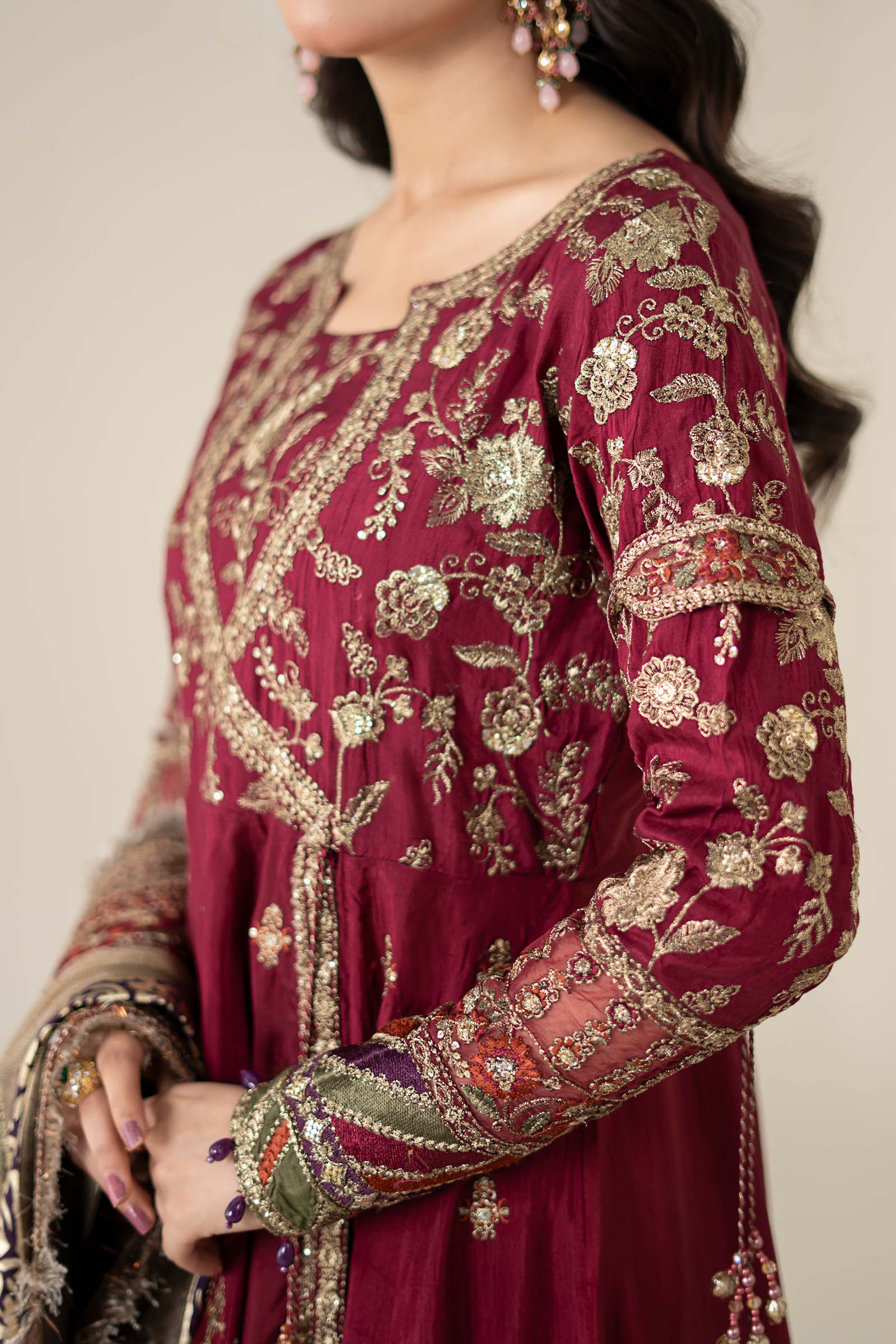 3 Piece Embroidered Raw Silk Suit - Image 4