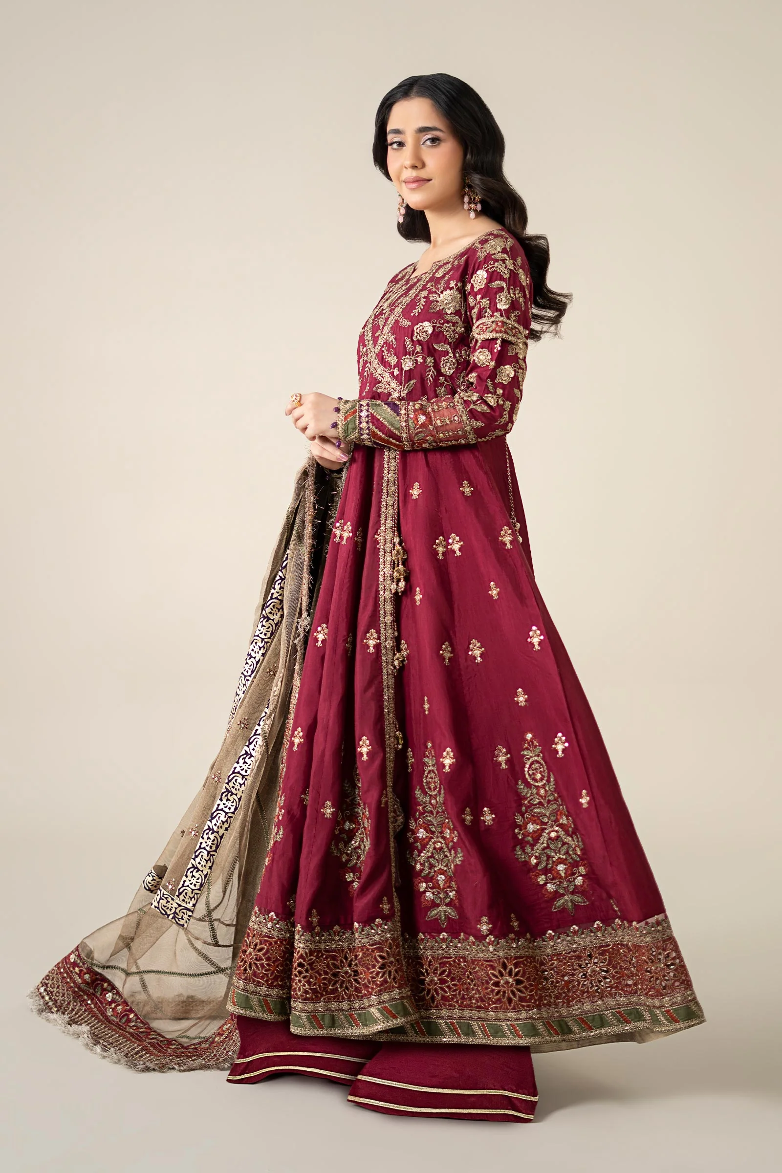 3 Piece Embroidered Raw Silk Suit - Image 7