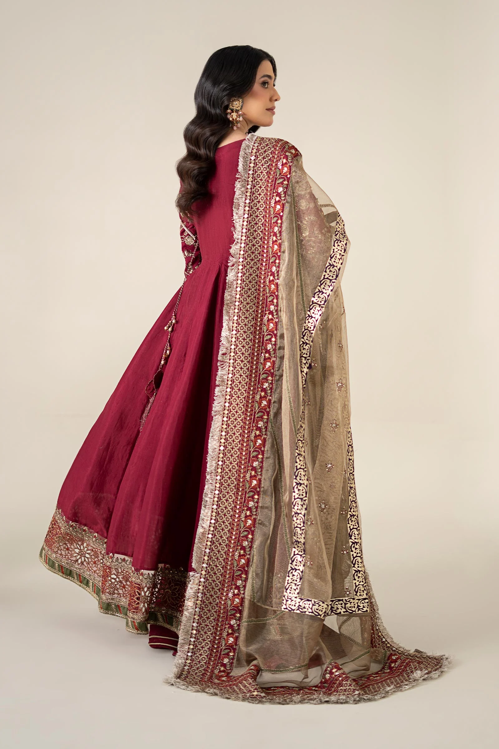 3 Piece Embroidered Raw Silk Suit - Image 8