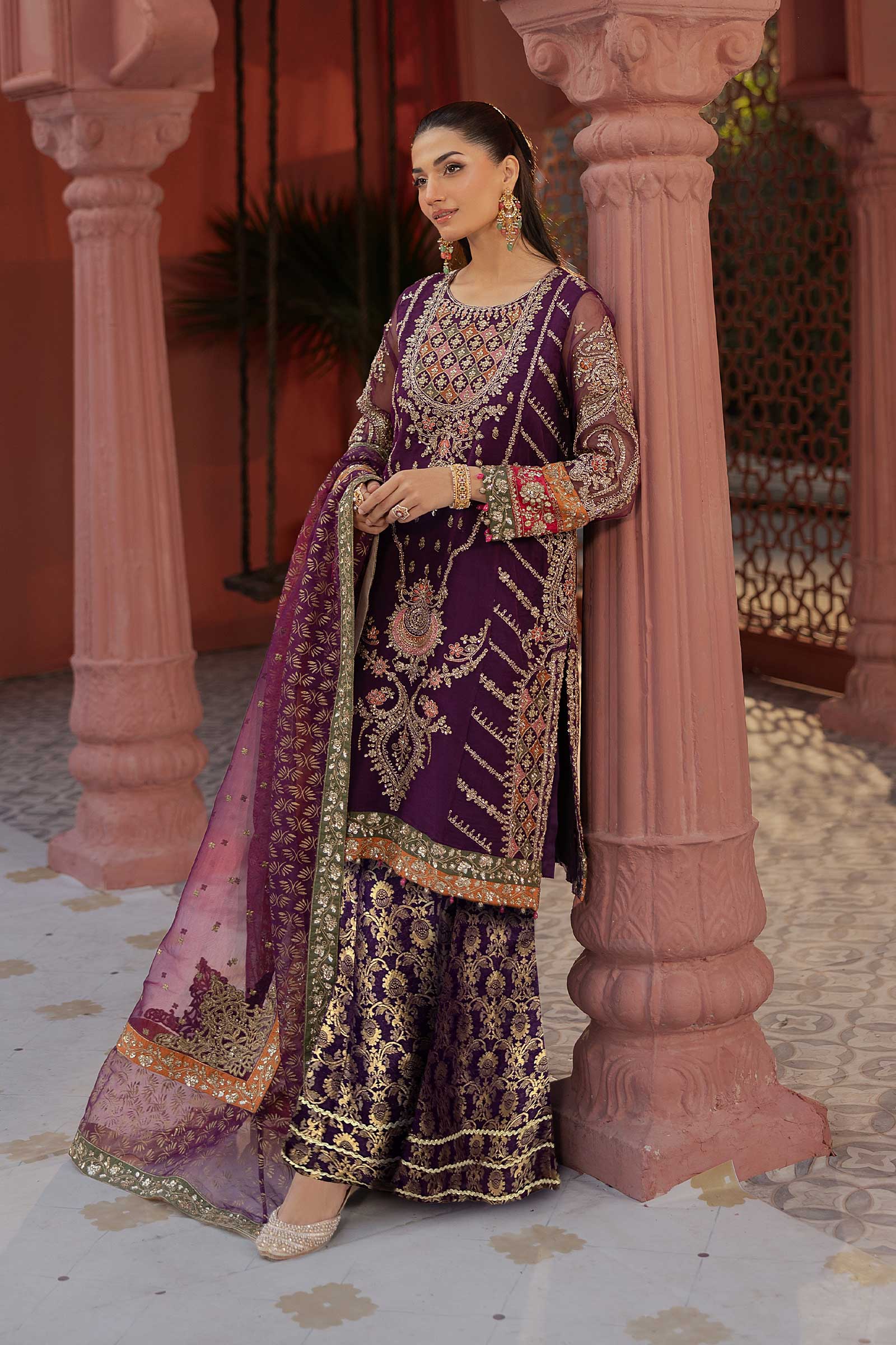 3 Piece Embroidered Organza Suit - Image 3