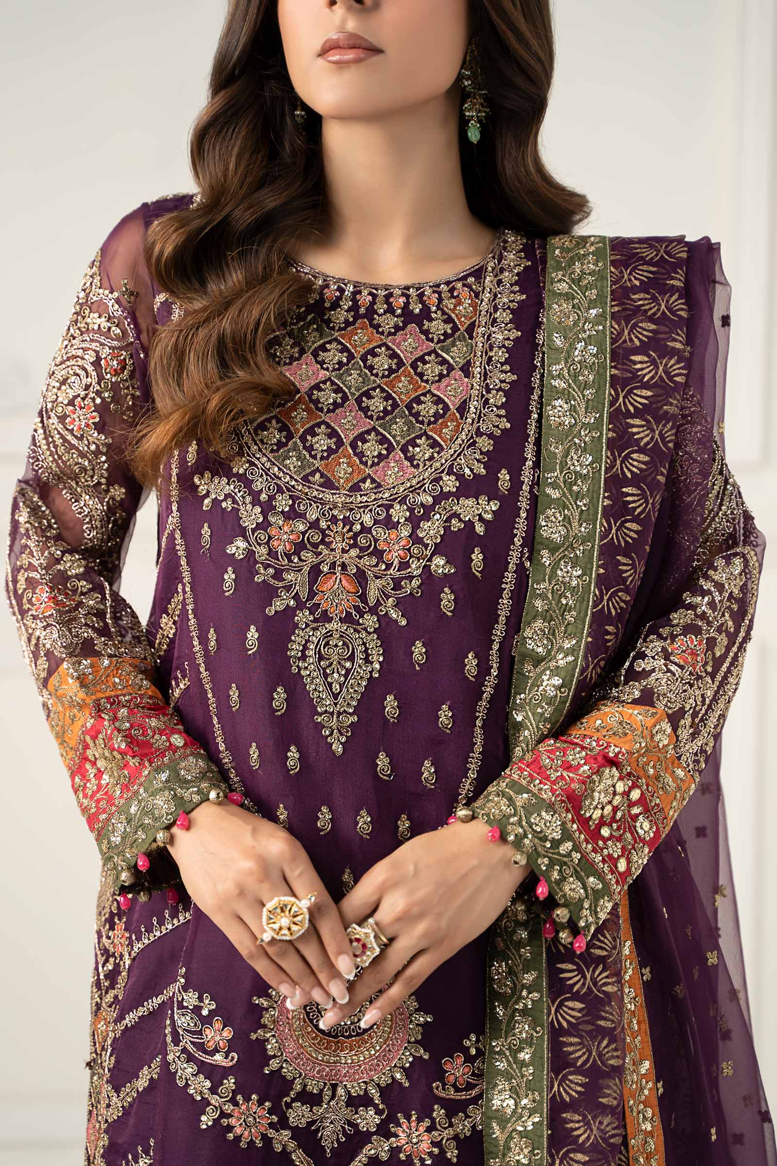 3 Piece Embroidered Organza Suit - Image 4