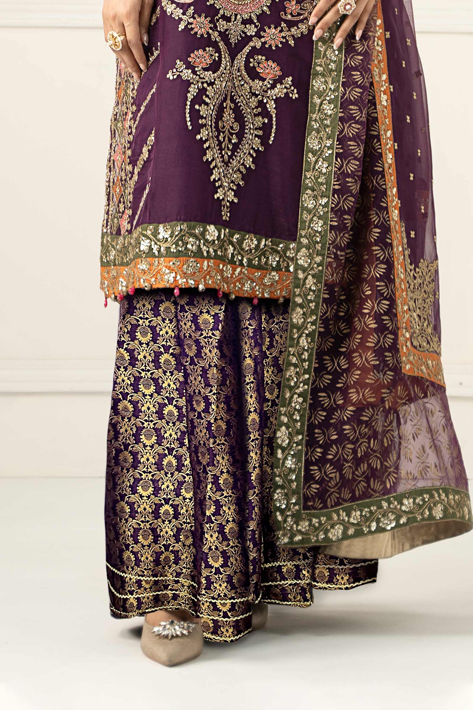 3 Piece Embroidered Organza Suit - Image 5