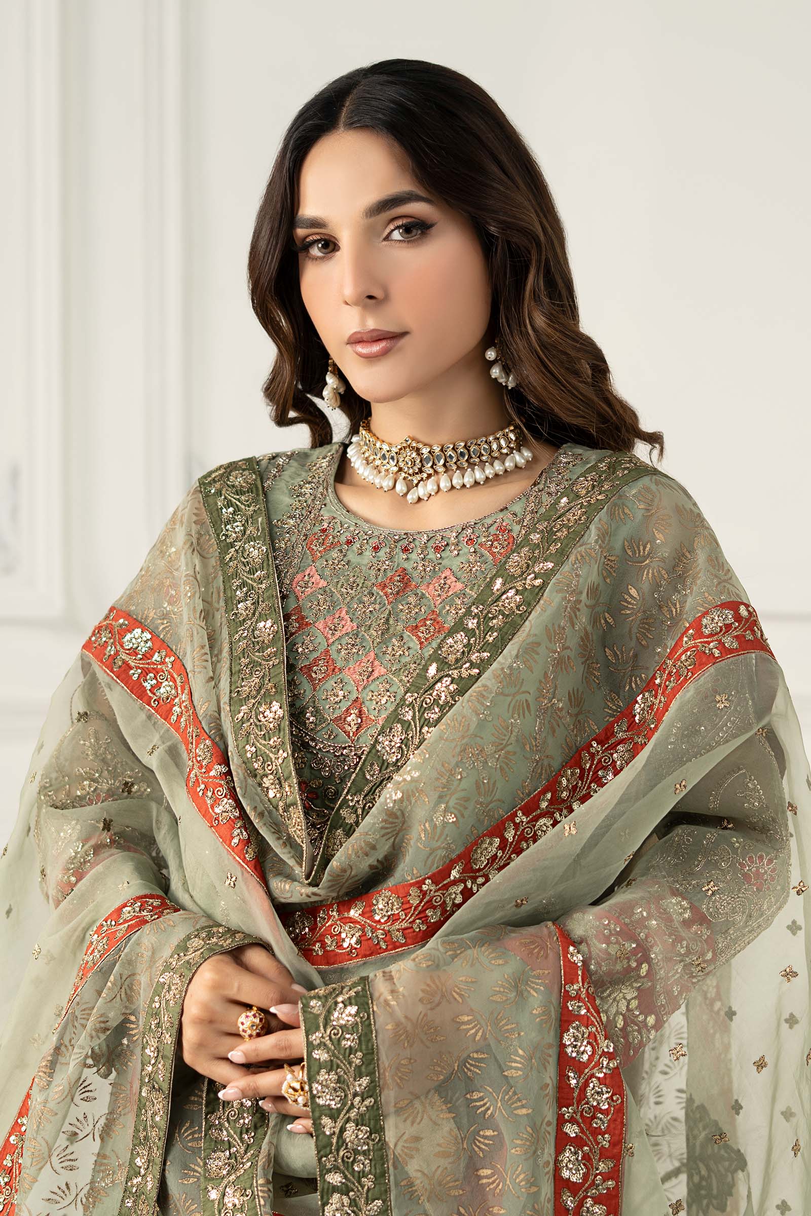 3 Piece Embroidered Organza Suit - Image 2