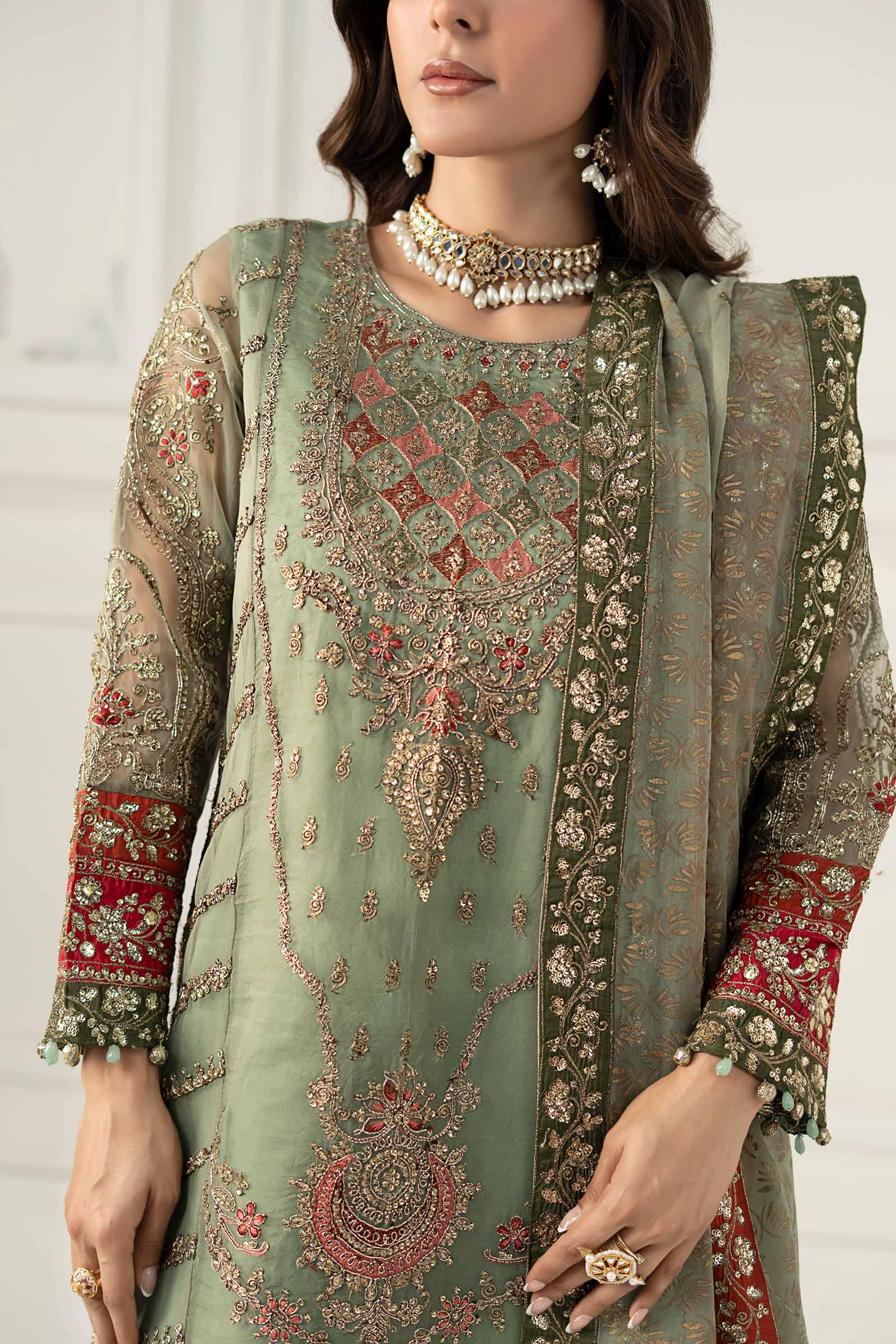 3 Piece Embroidered Organza Suit - Image 3