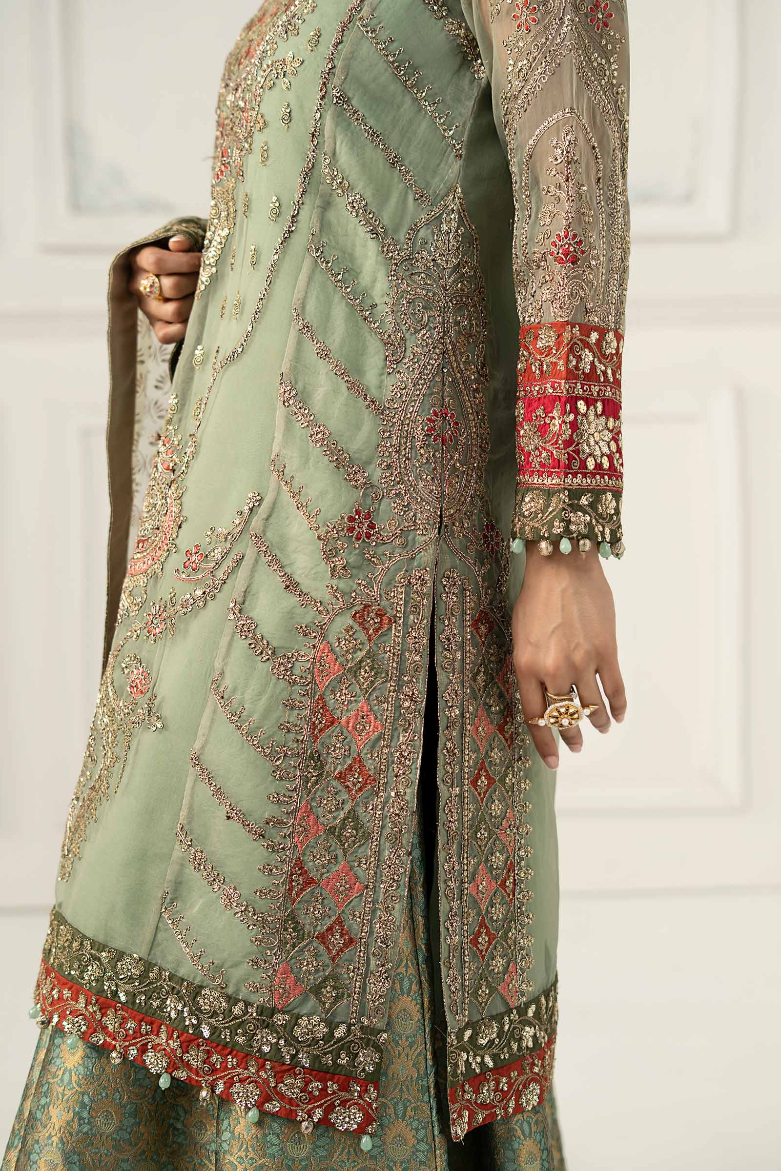 3 Piece Embroidered Organza Suit - Image 4