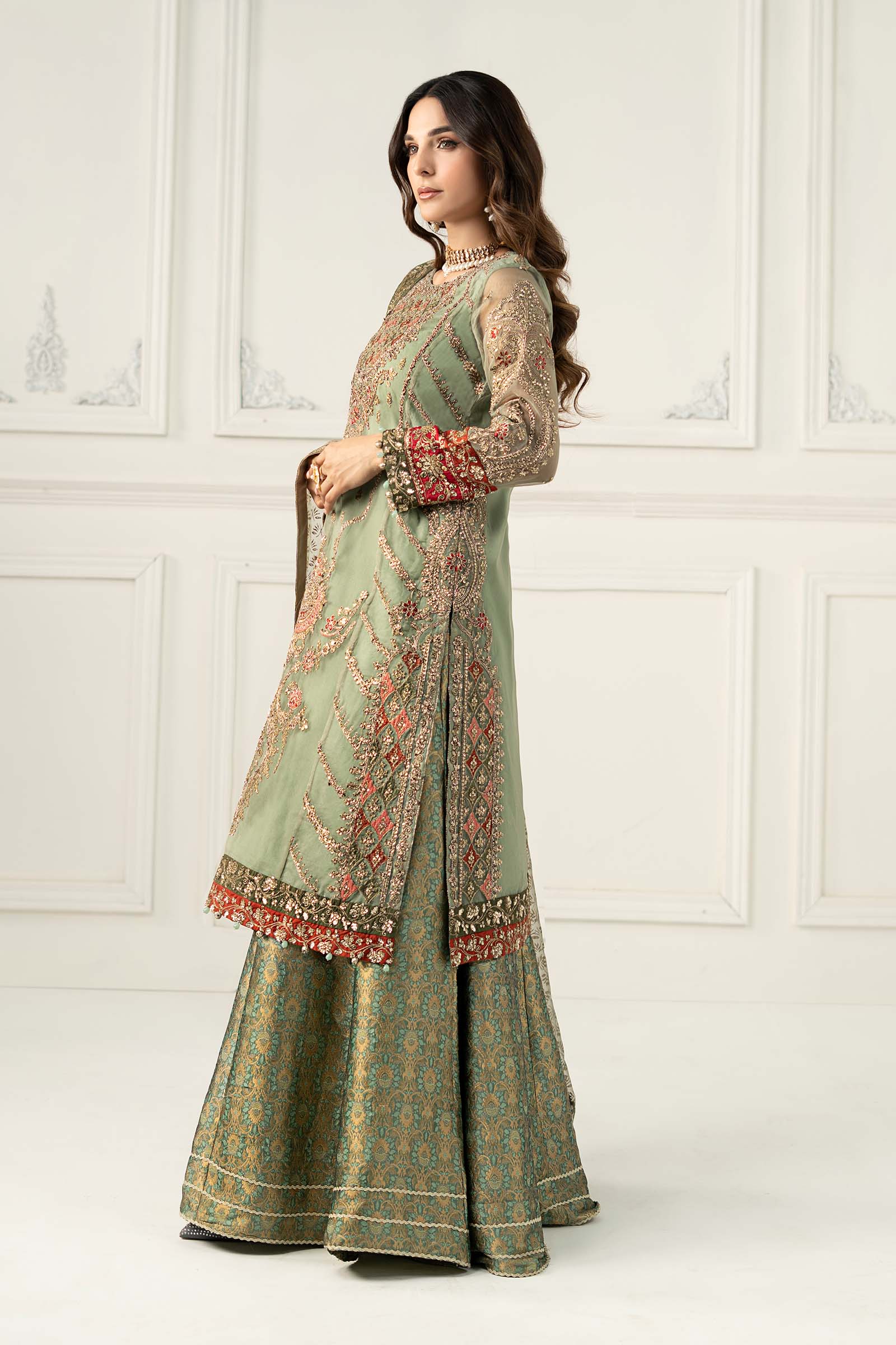3 Piece Embroidered Organza Suit - Image 6