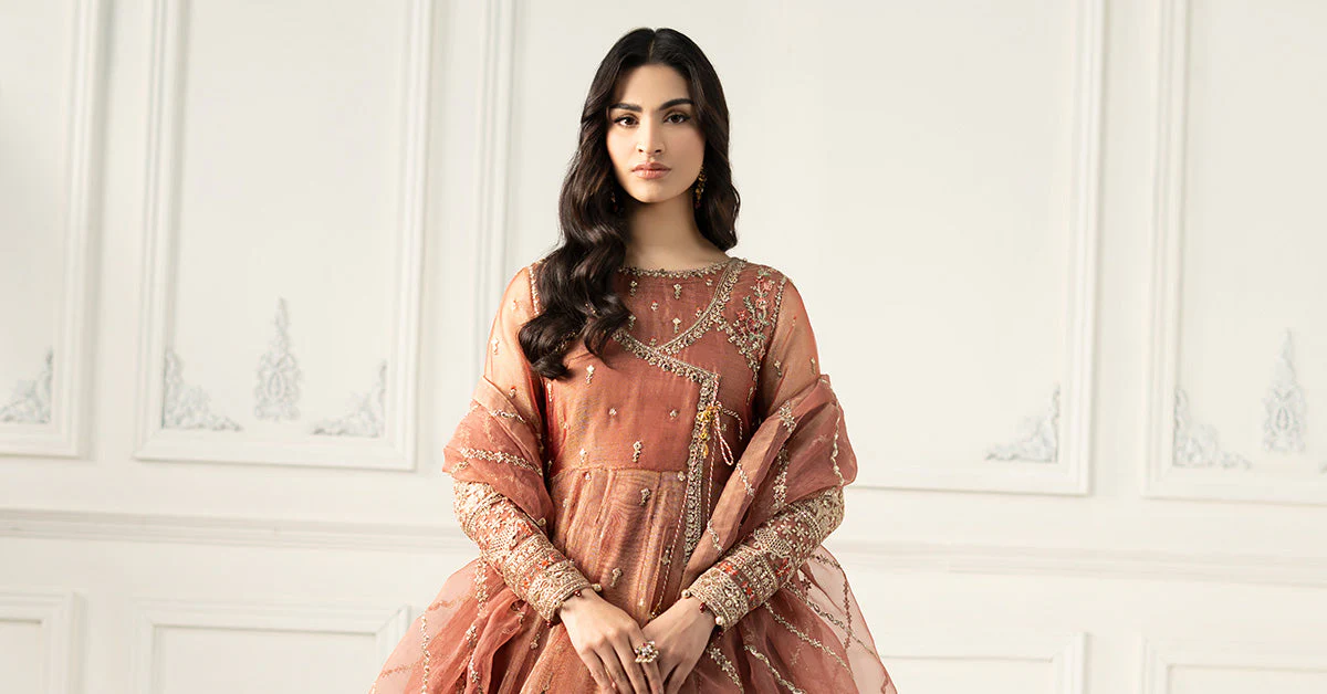 3 Piece Embroidered Zari Net Suit - Image 8