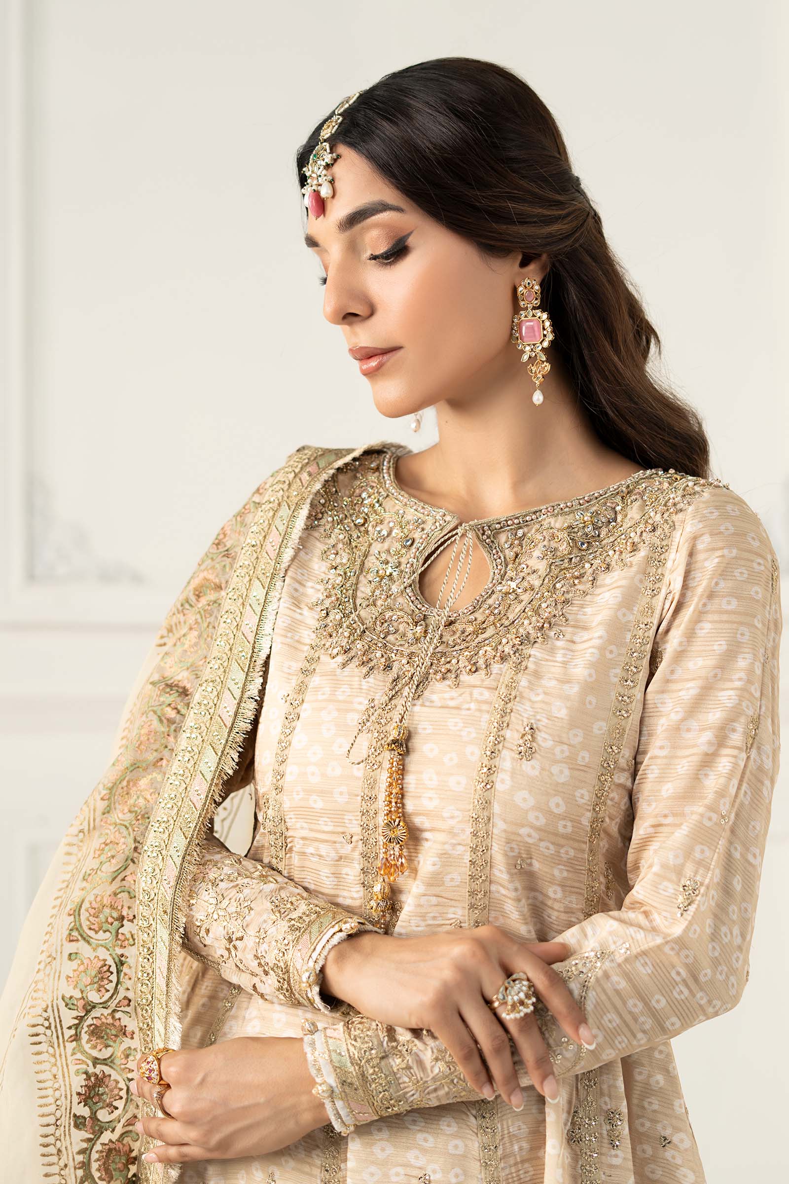 3 Piece Embroidered Raw Silk Suit - Image 3