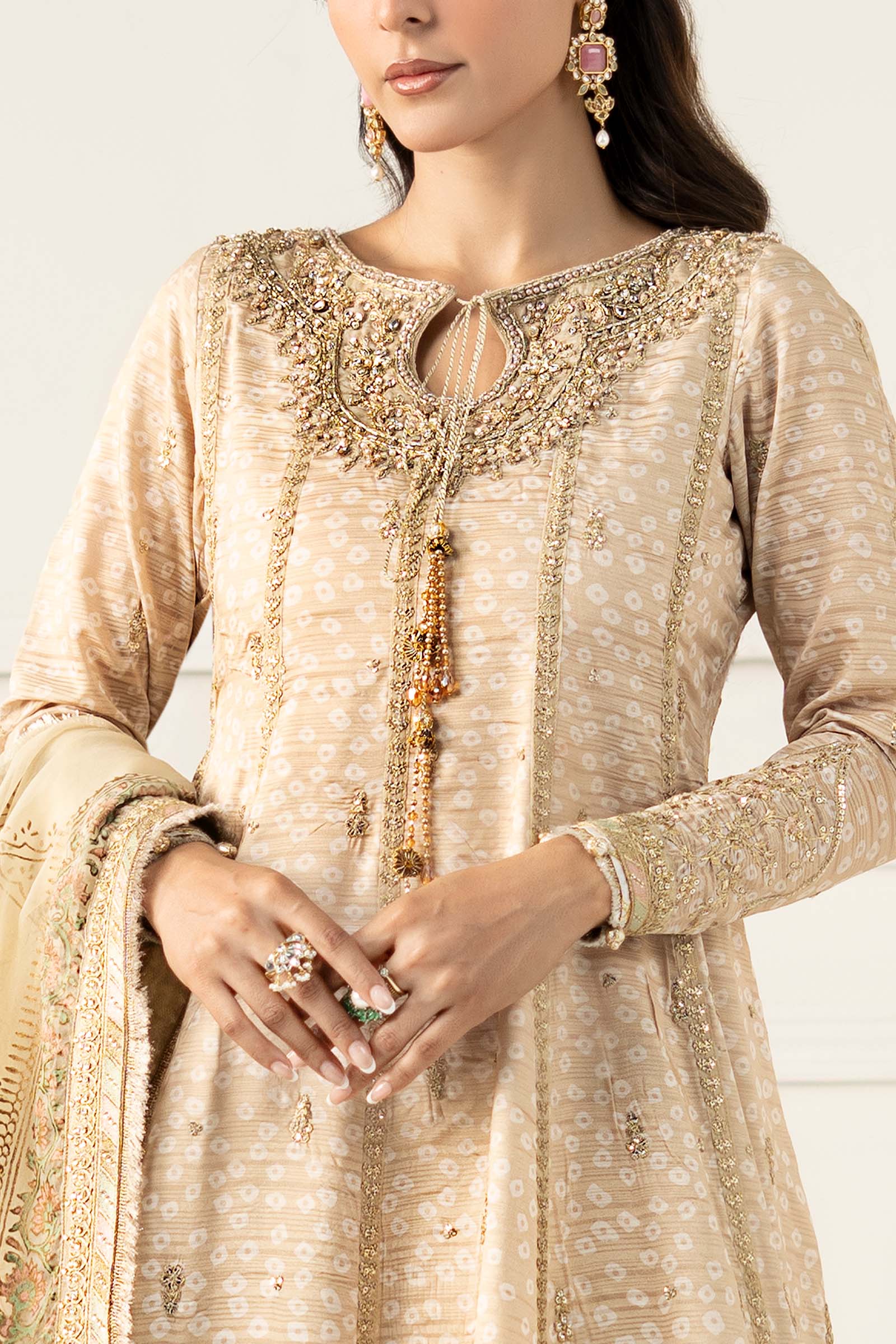 3 Piece Embroidered Raw Silk Suit - Image 5