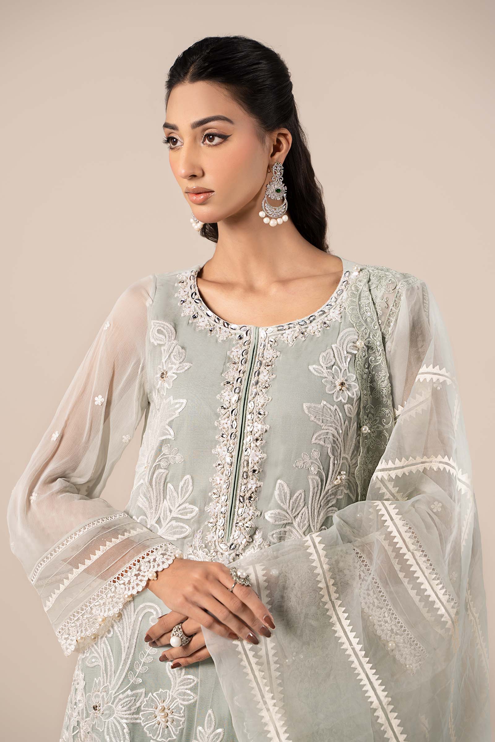 3 Piece Embroidered Chiffon Suit - Image 2