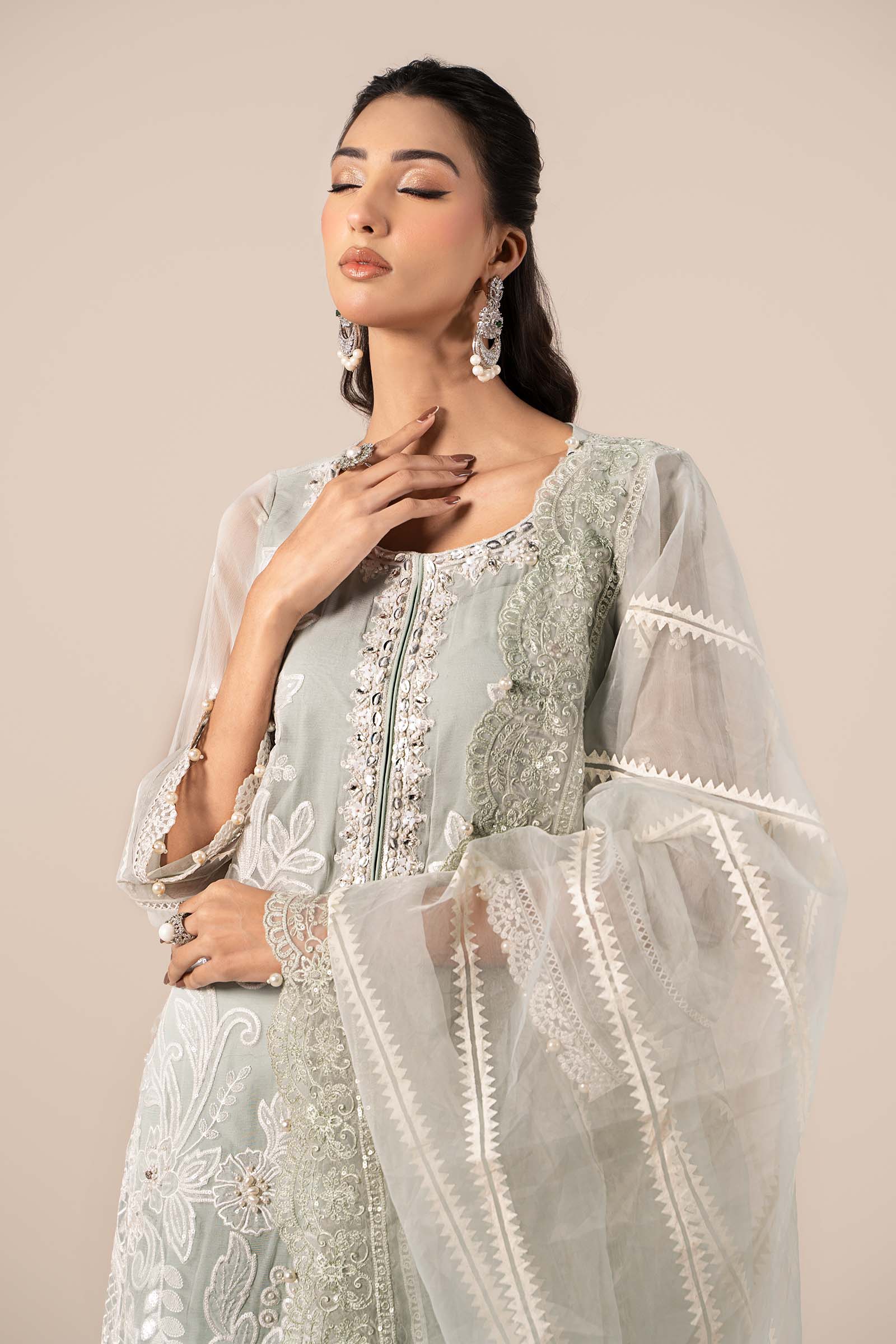 3 Piece Embroidered Chiffon Suit - Image 3