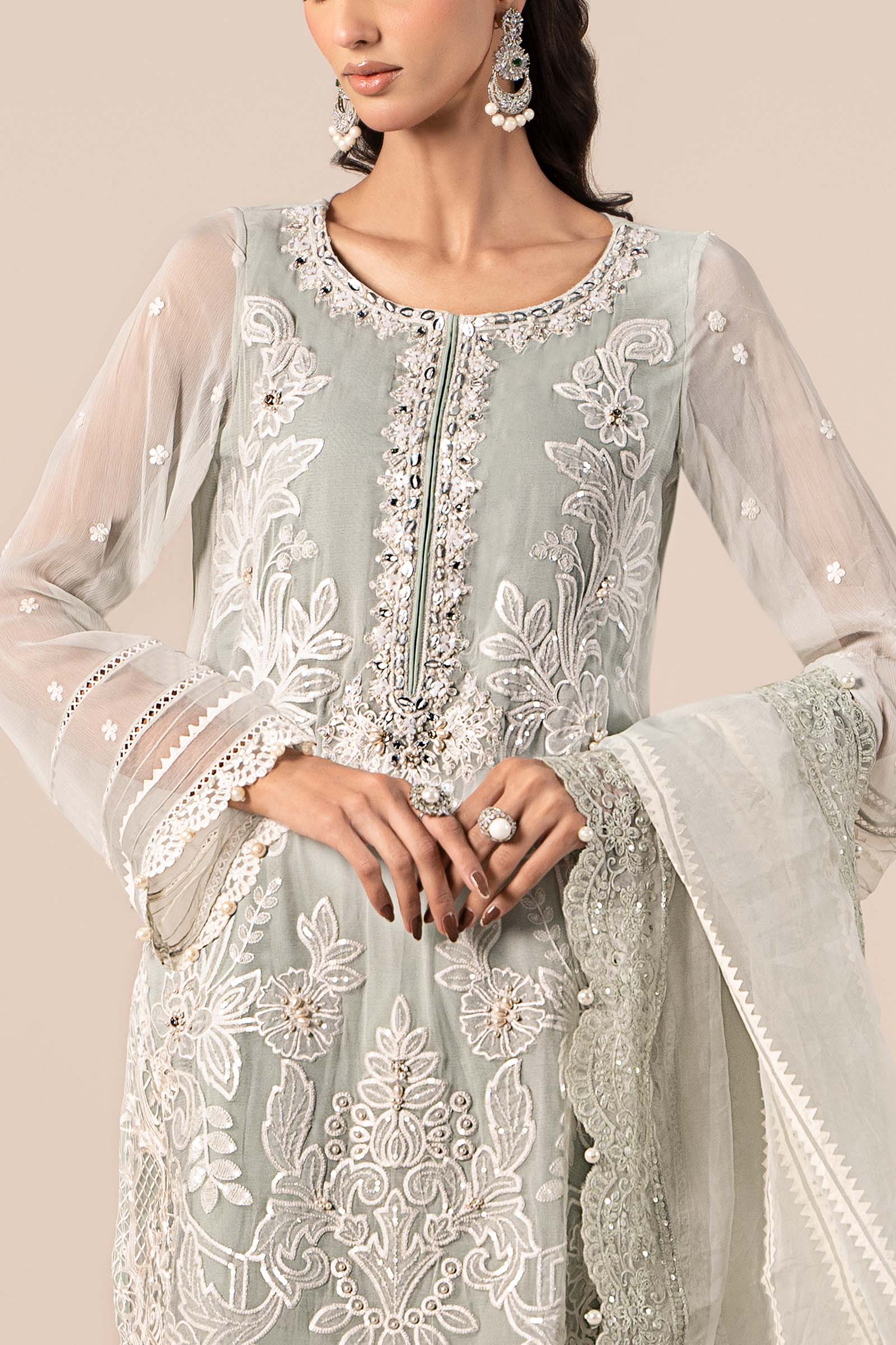 3 Piece Embroidered Chiffon Suit - Image 5