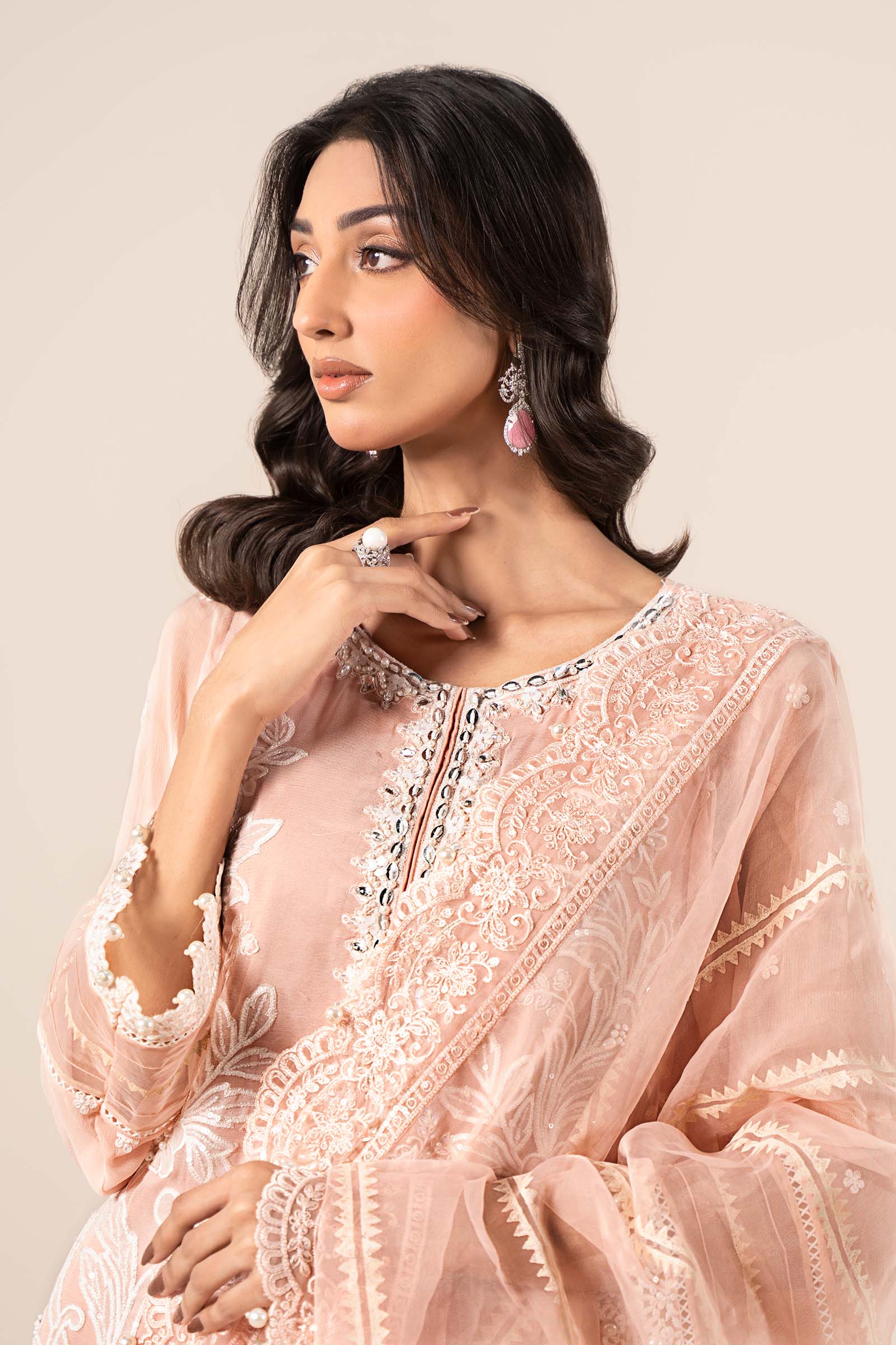 3 Piece Embroidered Chiffon Suit - Image 10