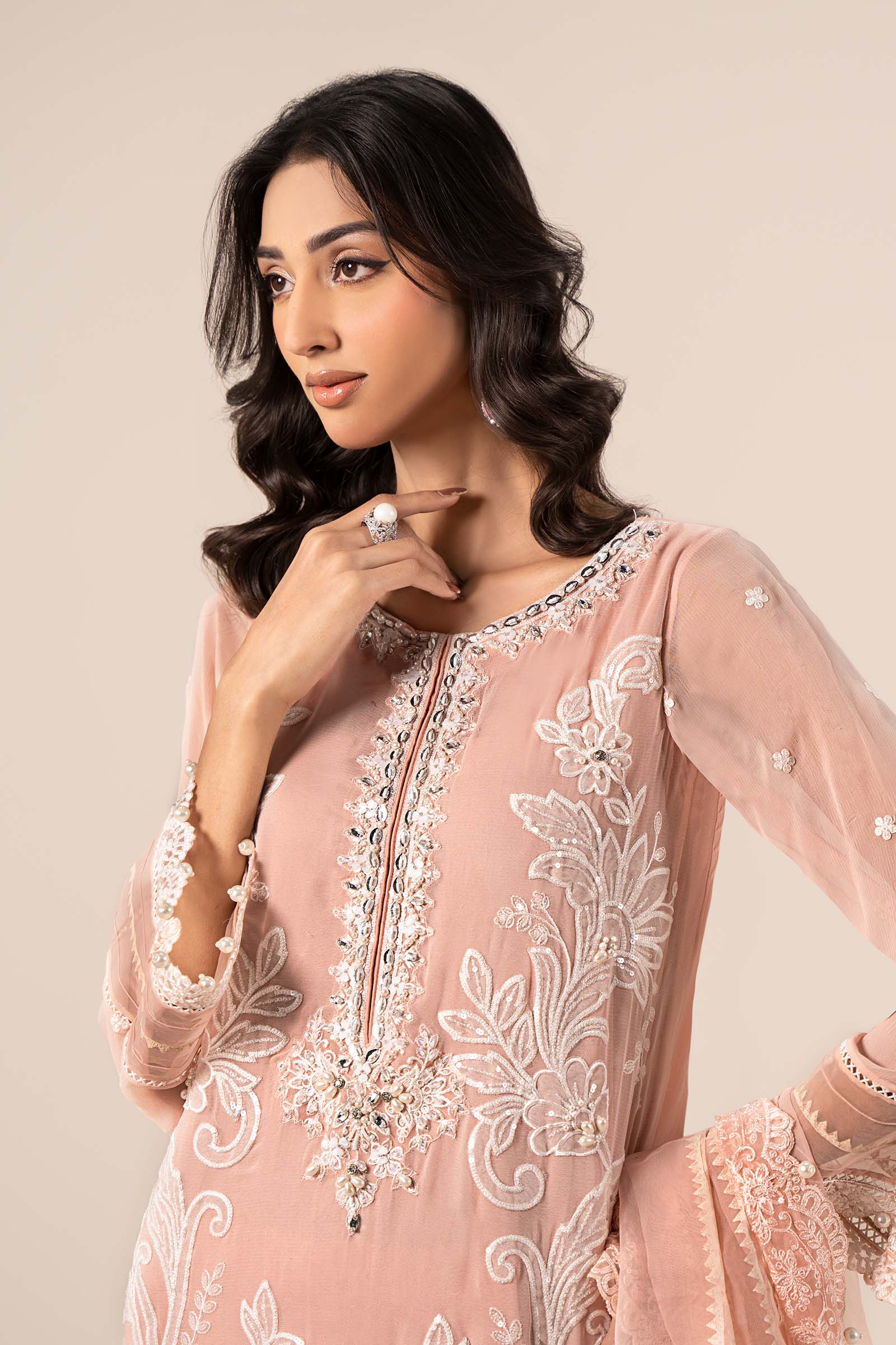 3 Piece Embroidered Chiffon Suit - Image 11