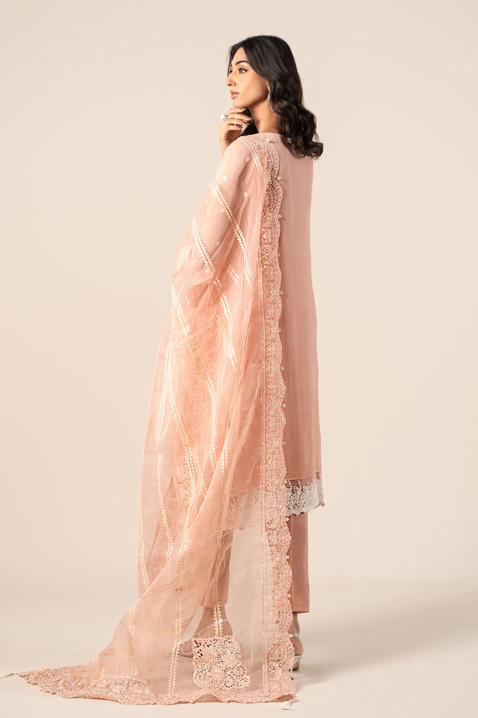 3 Piece Embroidered Chiffon Suit - Image 16