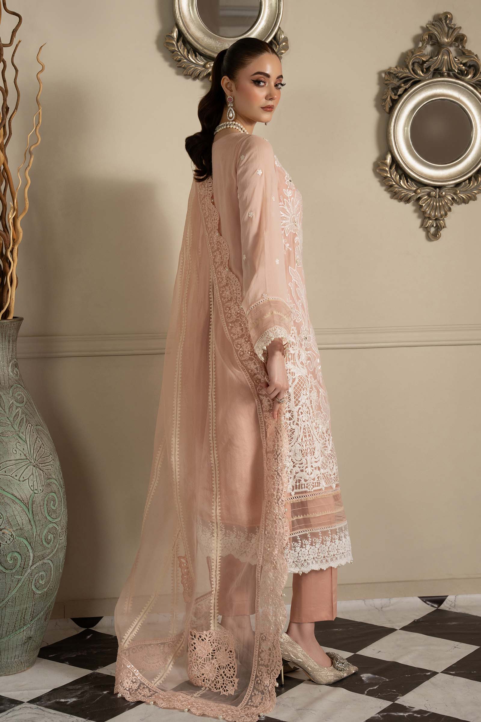 3 Piece Embroidered Chiffon Suit - Image 6