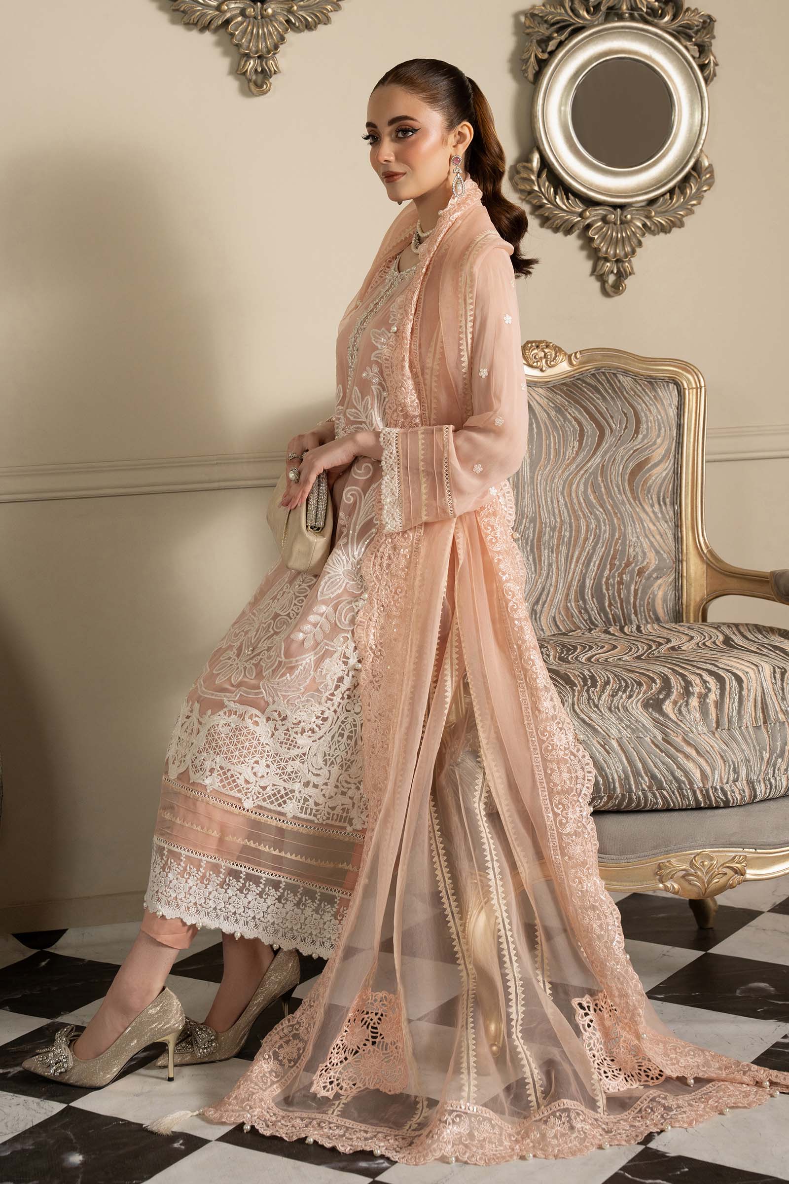 3 Piece Embroidered Chiffon Suit - Image 7