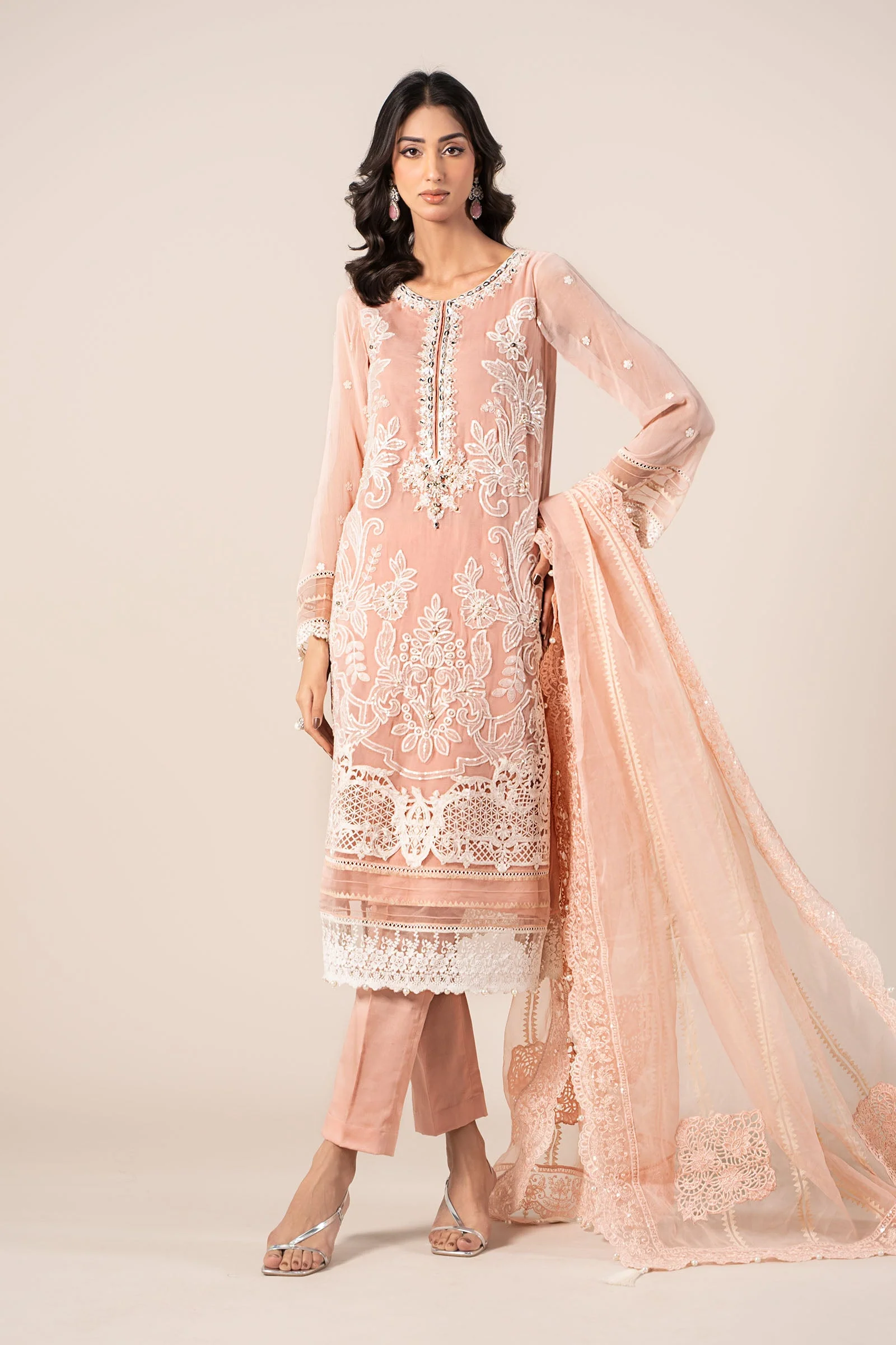 3 Piece Embroidered Chiffon Suit - Image 8