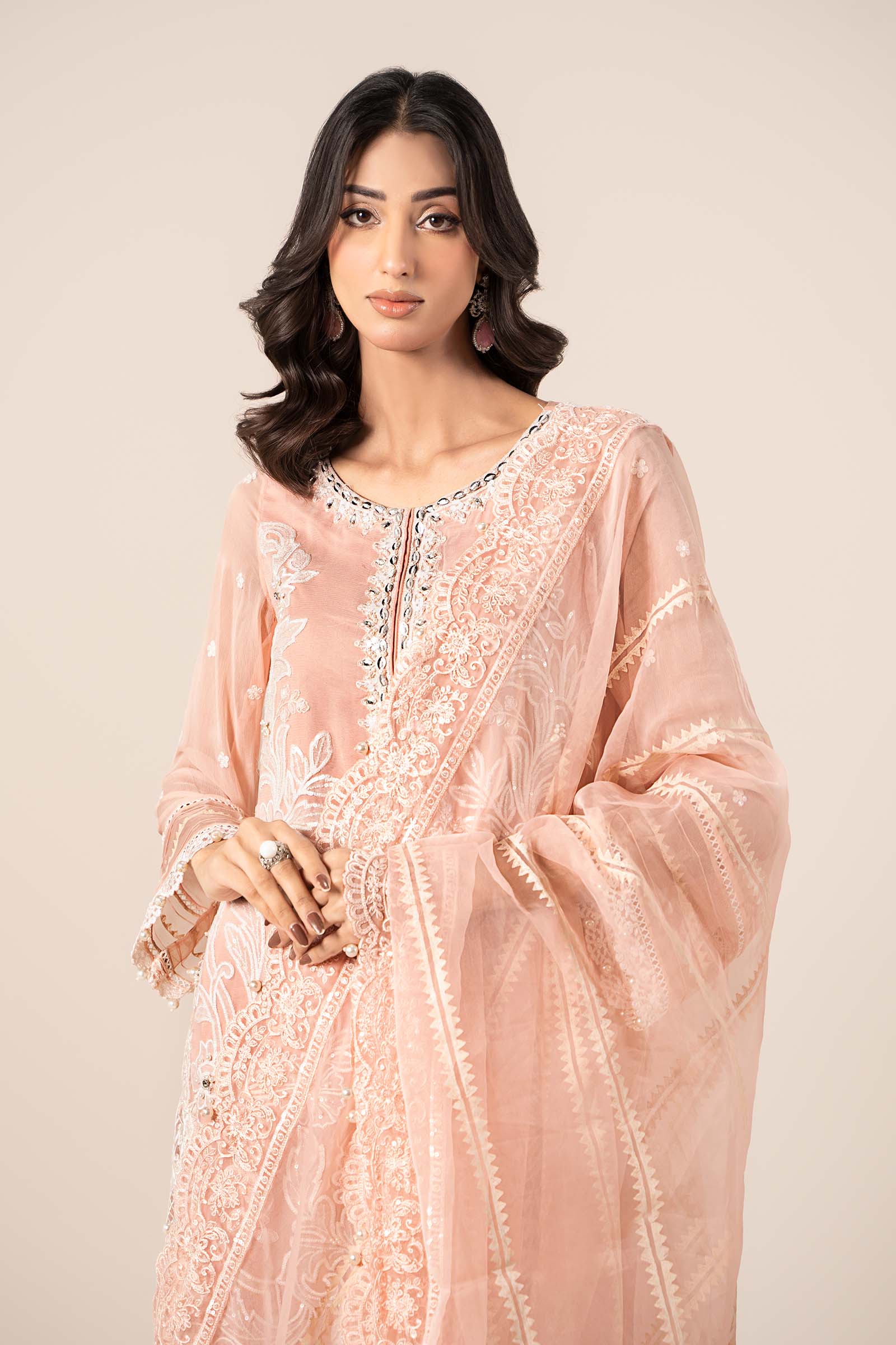 3 Piece Embroidered Chiffon Suit - Image 9