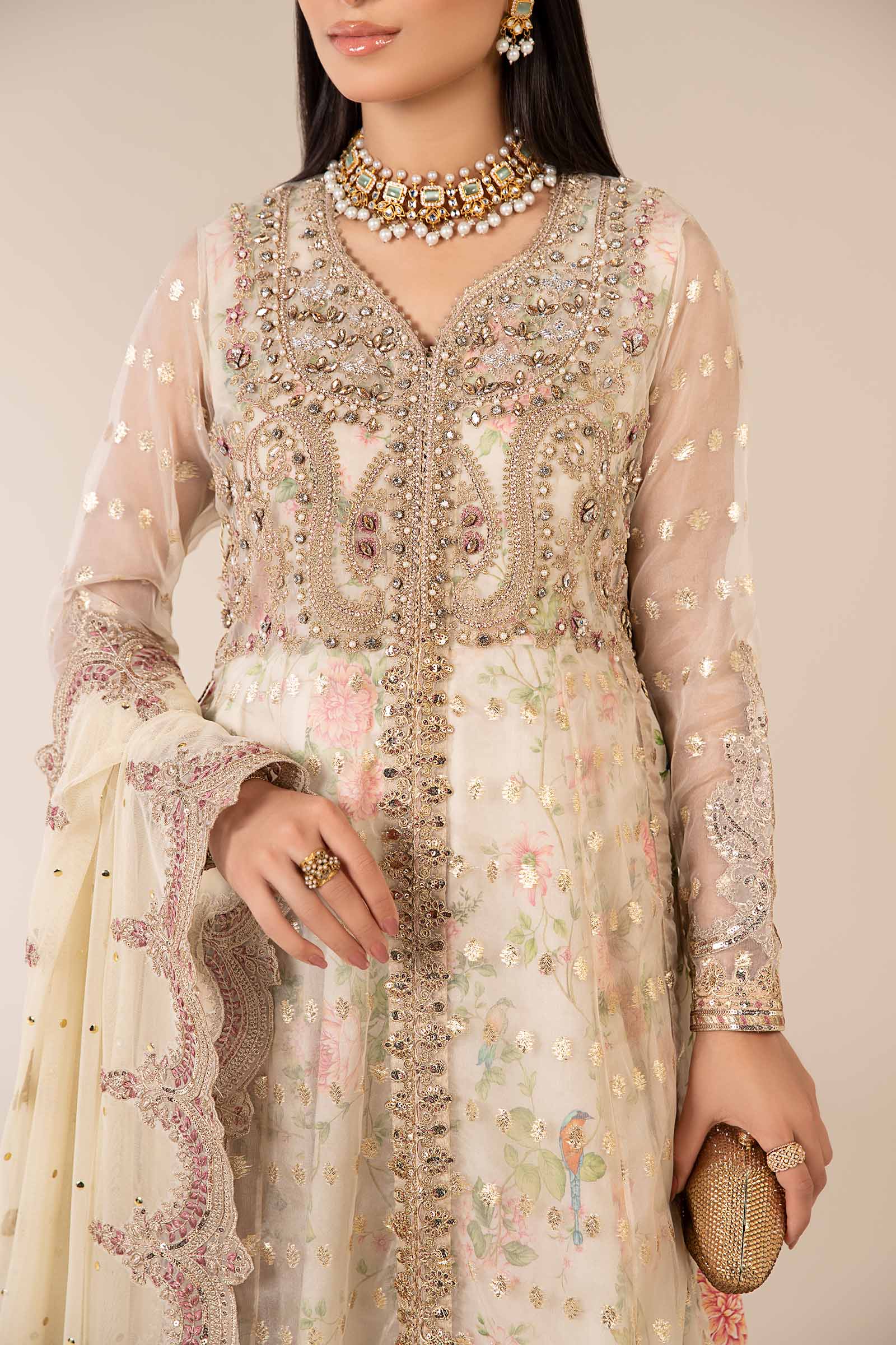 3 Piece Embroidered Organza Suit - Image 3