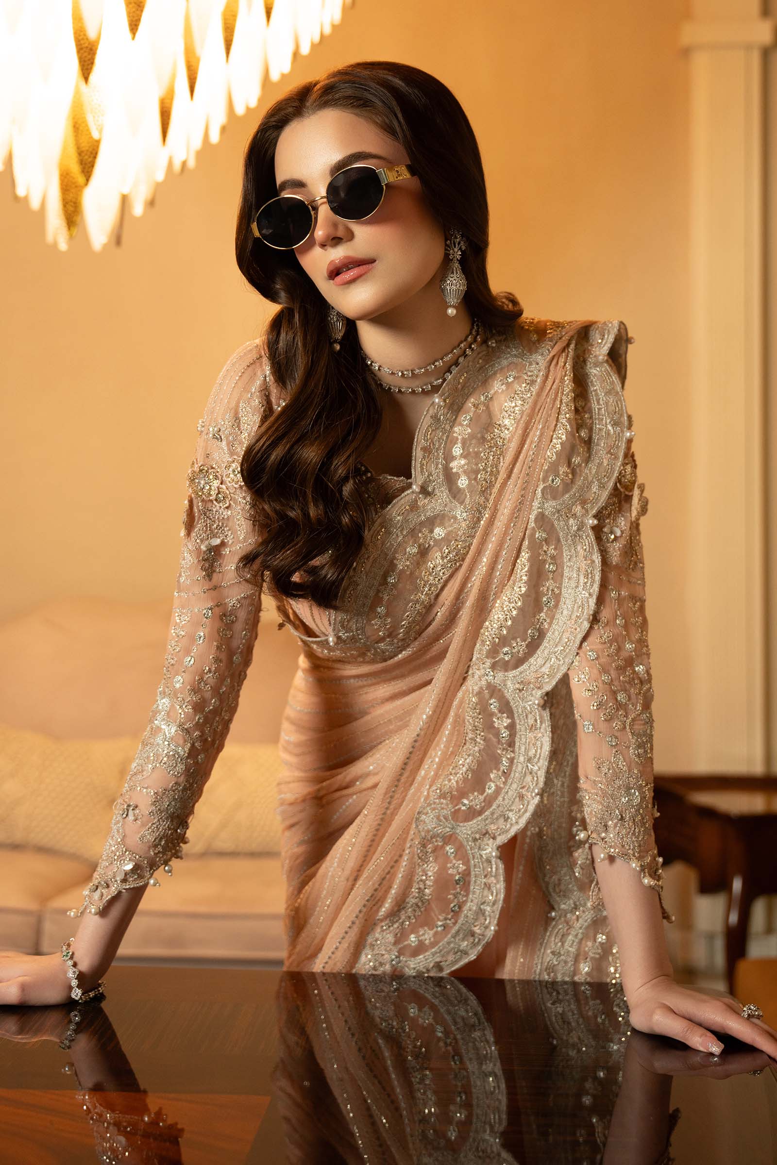 Embroidered Chiffon Saree - Image 3