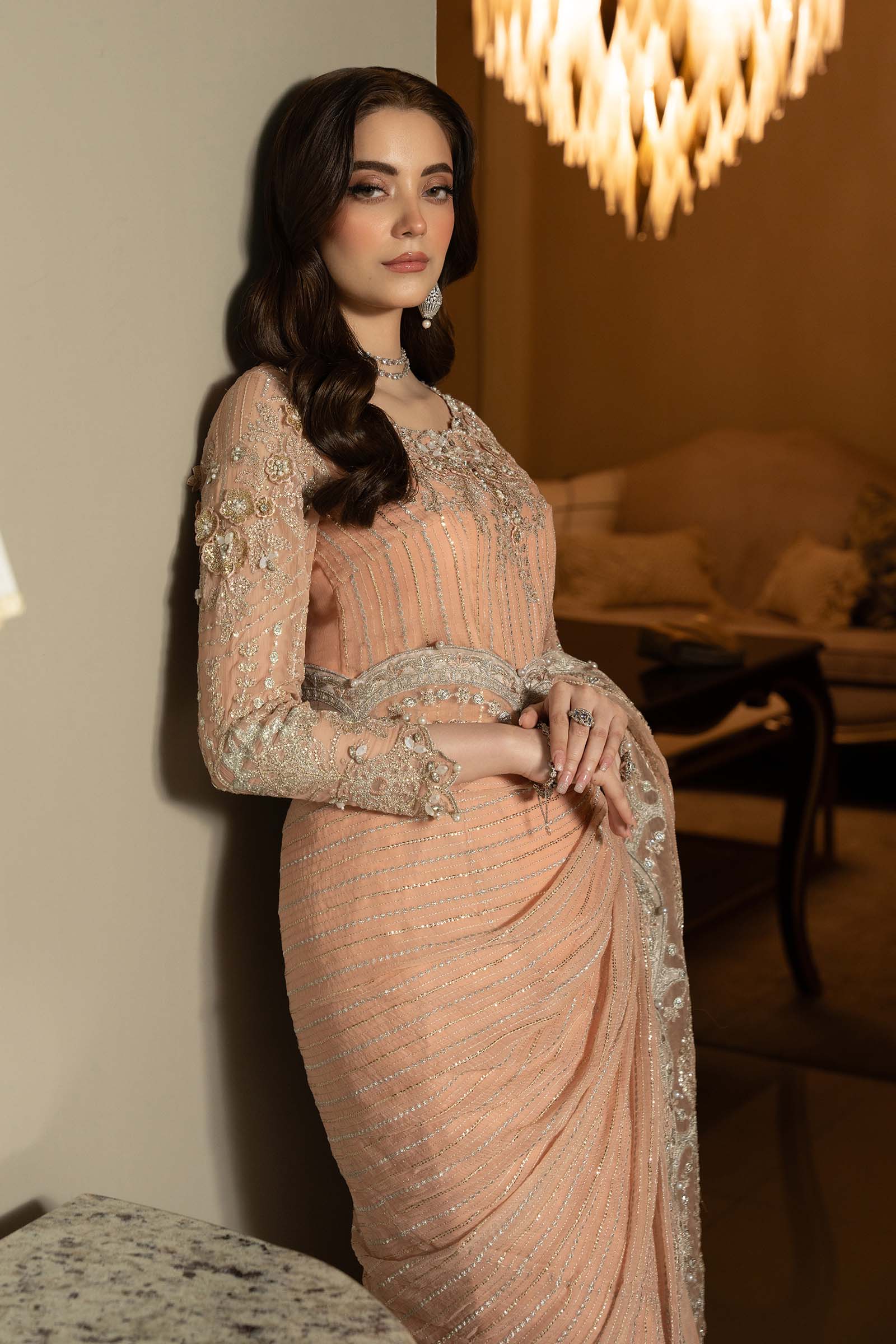 Embroidered Chiffon Saree - Image 4