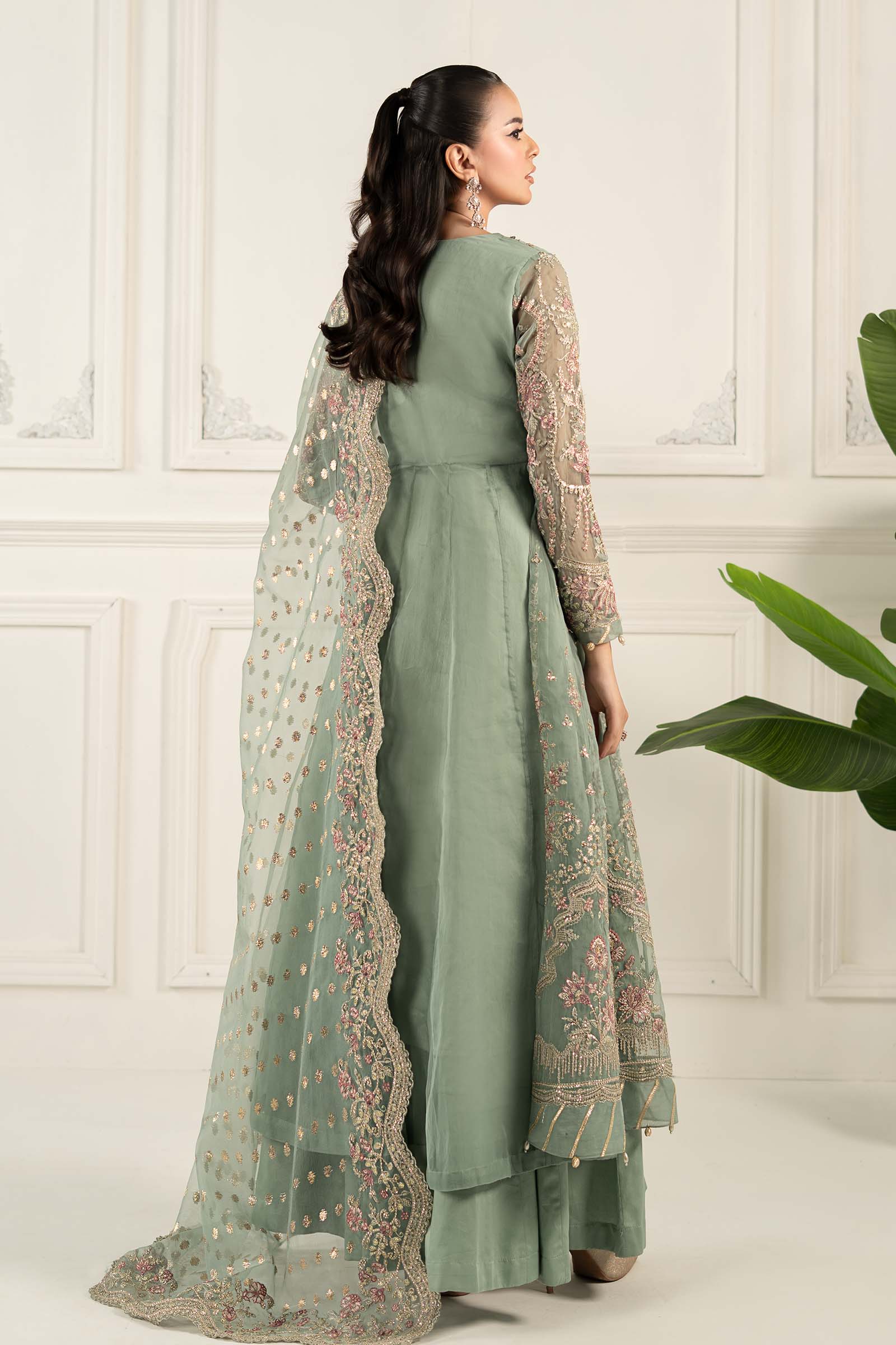 3 Piece Embroidered Organza Suit - Image 6
