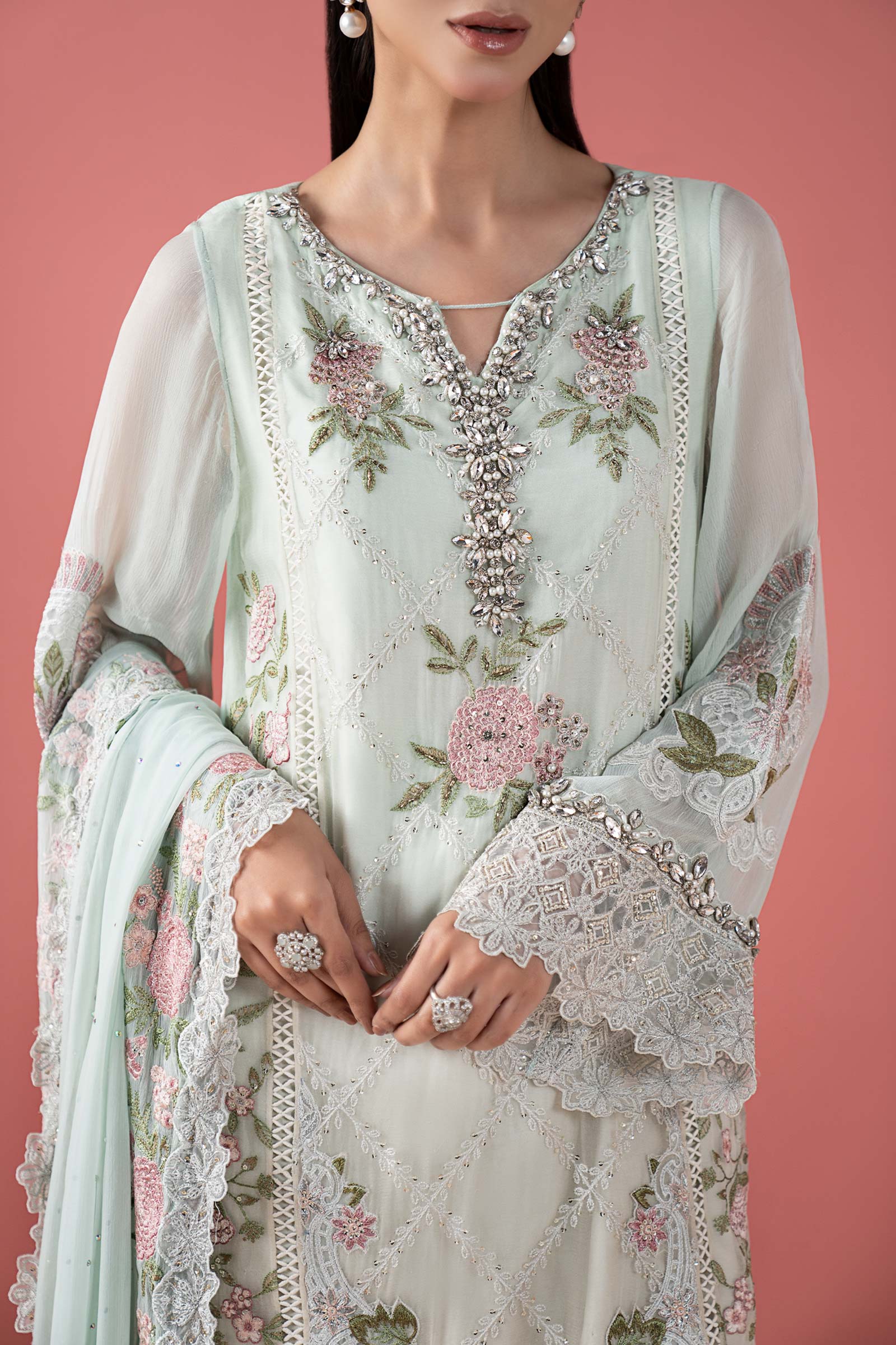 3 Piece Embroidered Chiffon Suit - Image 3