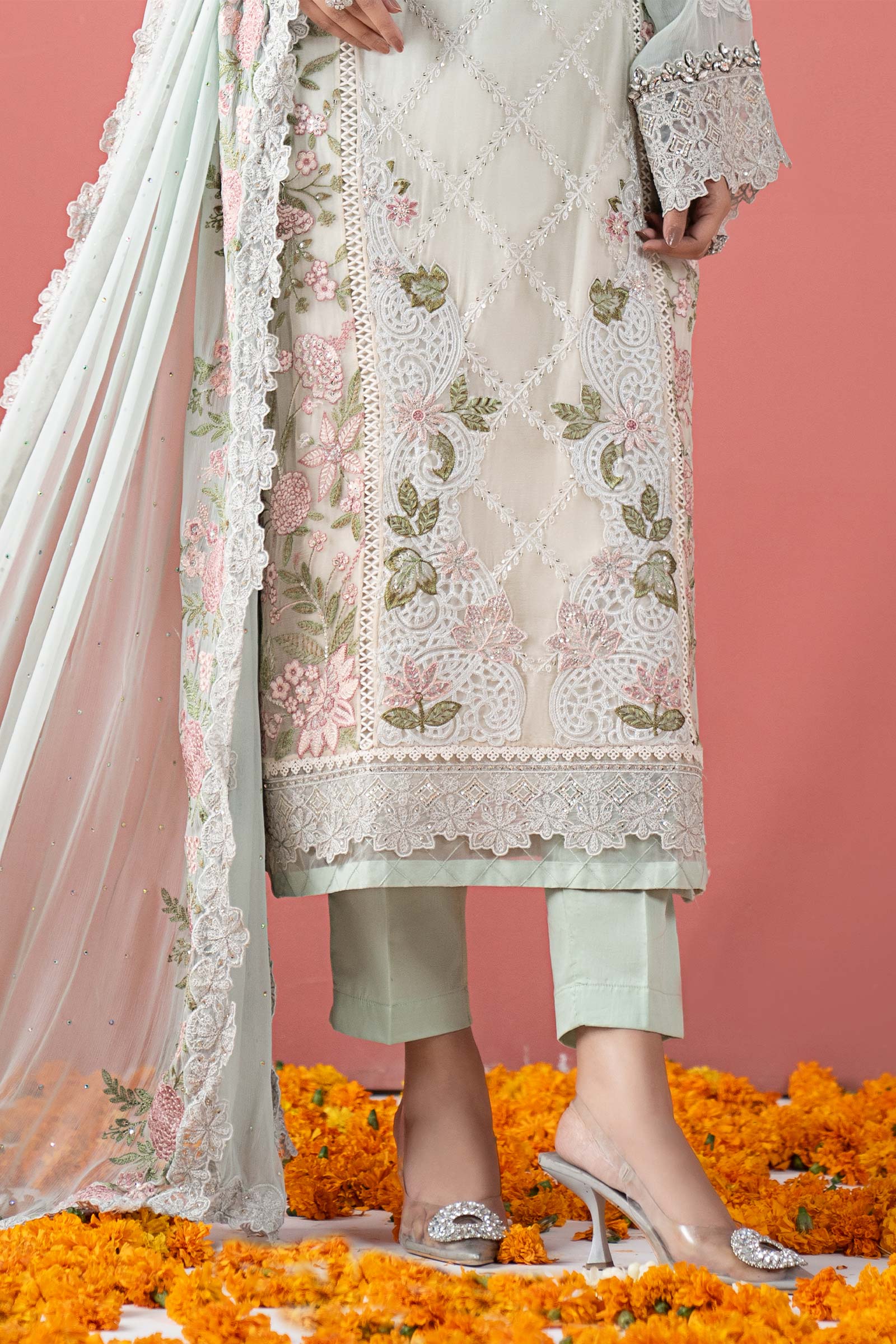 3 Piece Embroidered Chiffon Suit - Image 5