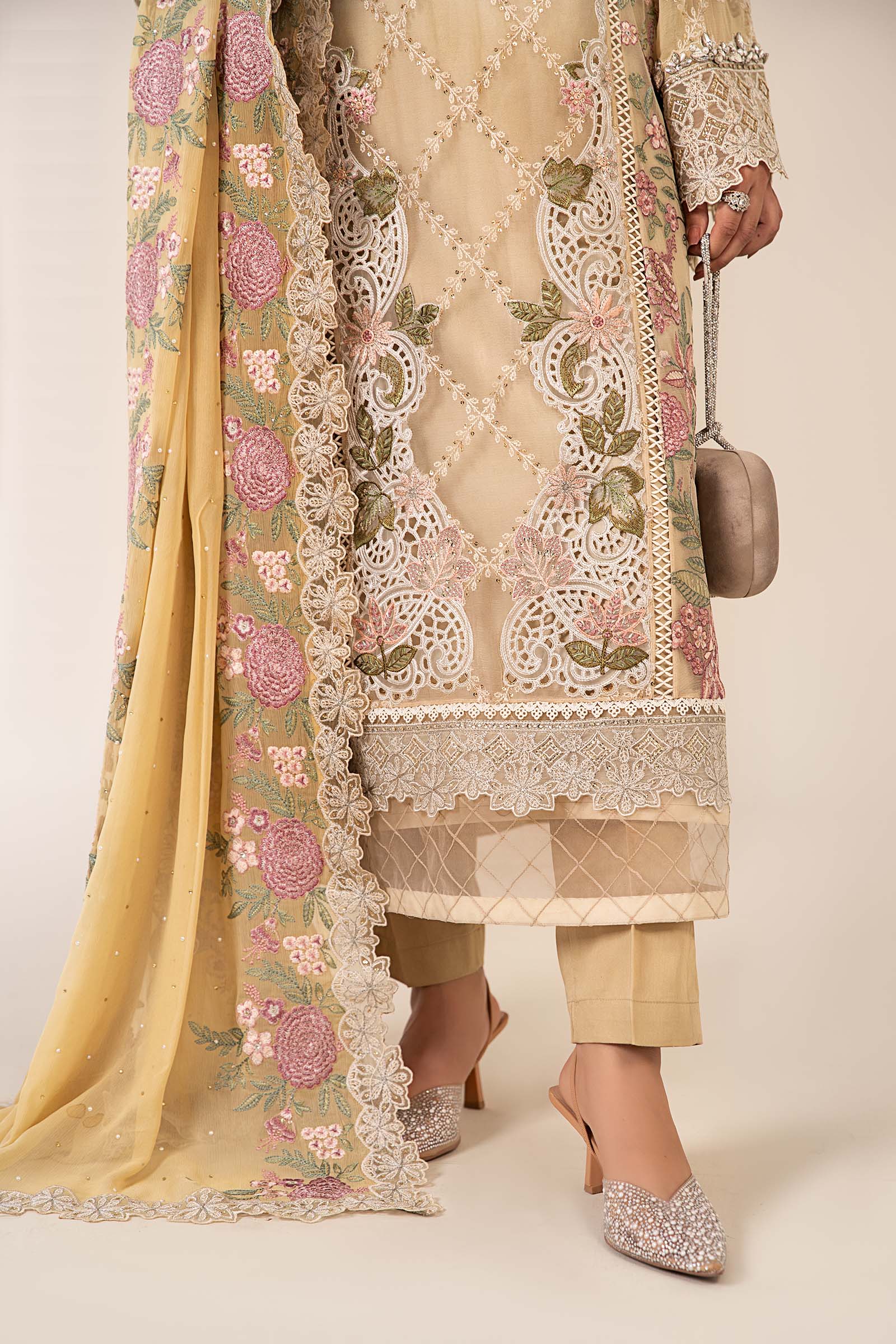 3 Piece Embroidered Chiffon Suit - Image 3
