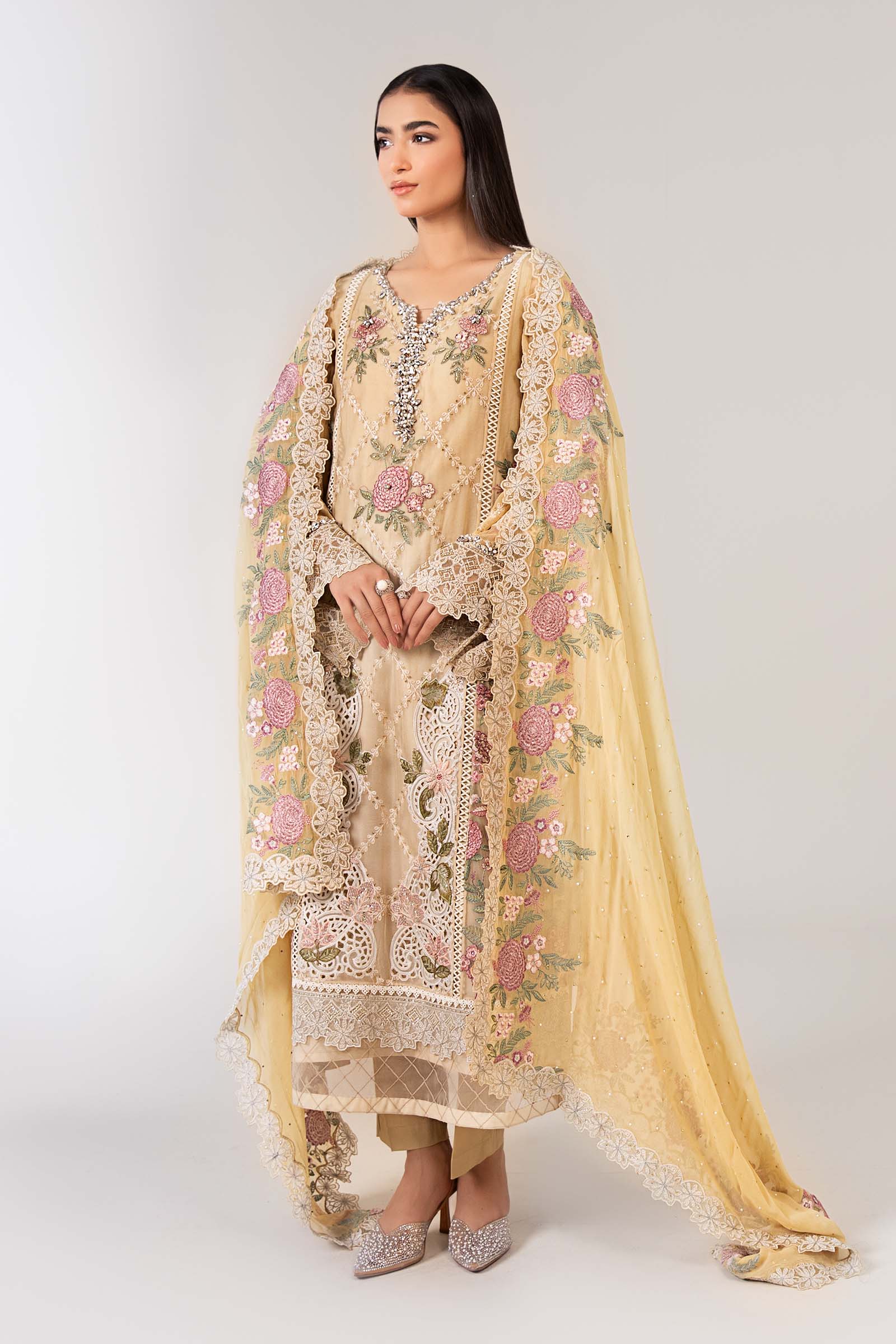 3 Piece Embroidered Chiffon Suit - Image 6