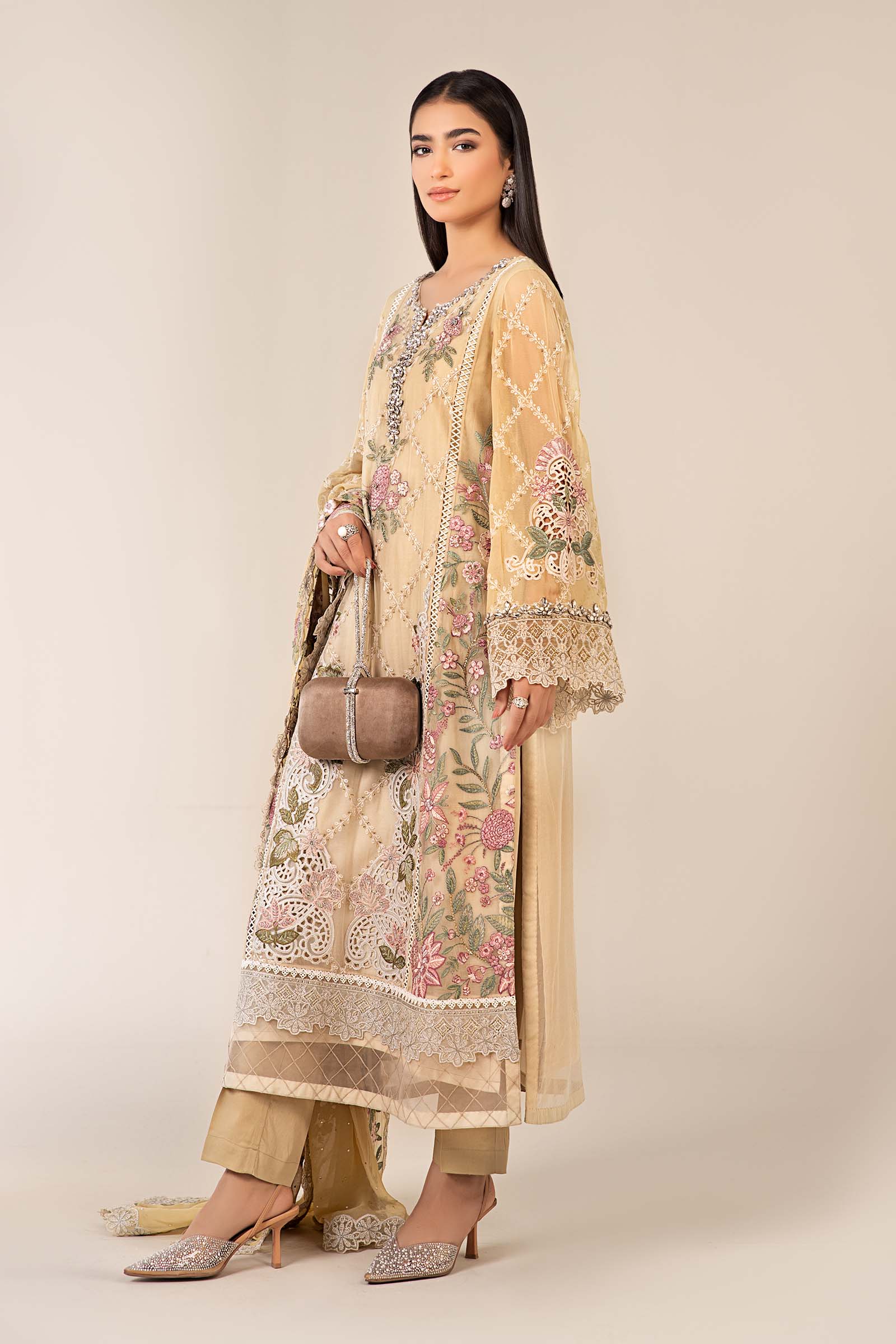 3 Piece Embroidered Chiffon Suit - Image 7