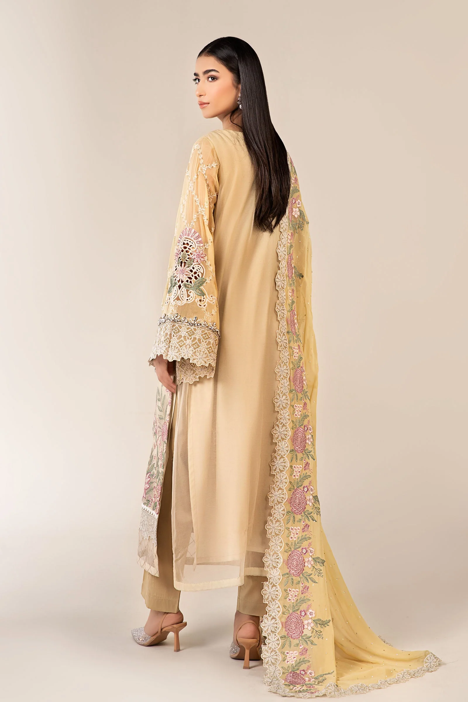 3 Piece Embroidered Chiffon Suit - Image 8