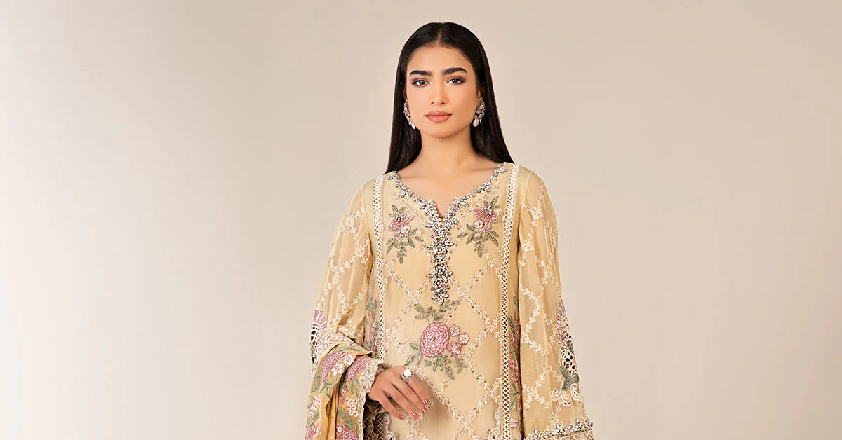 3 Piece Embroidered Chiffon Suit - Image 9