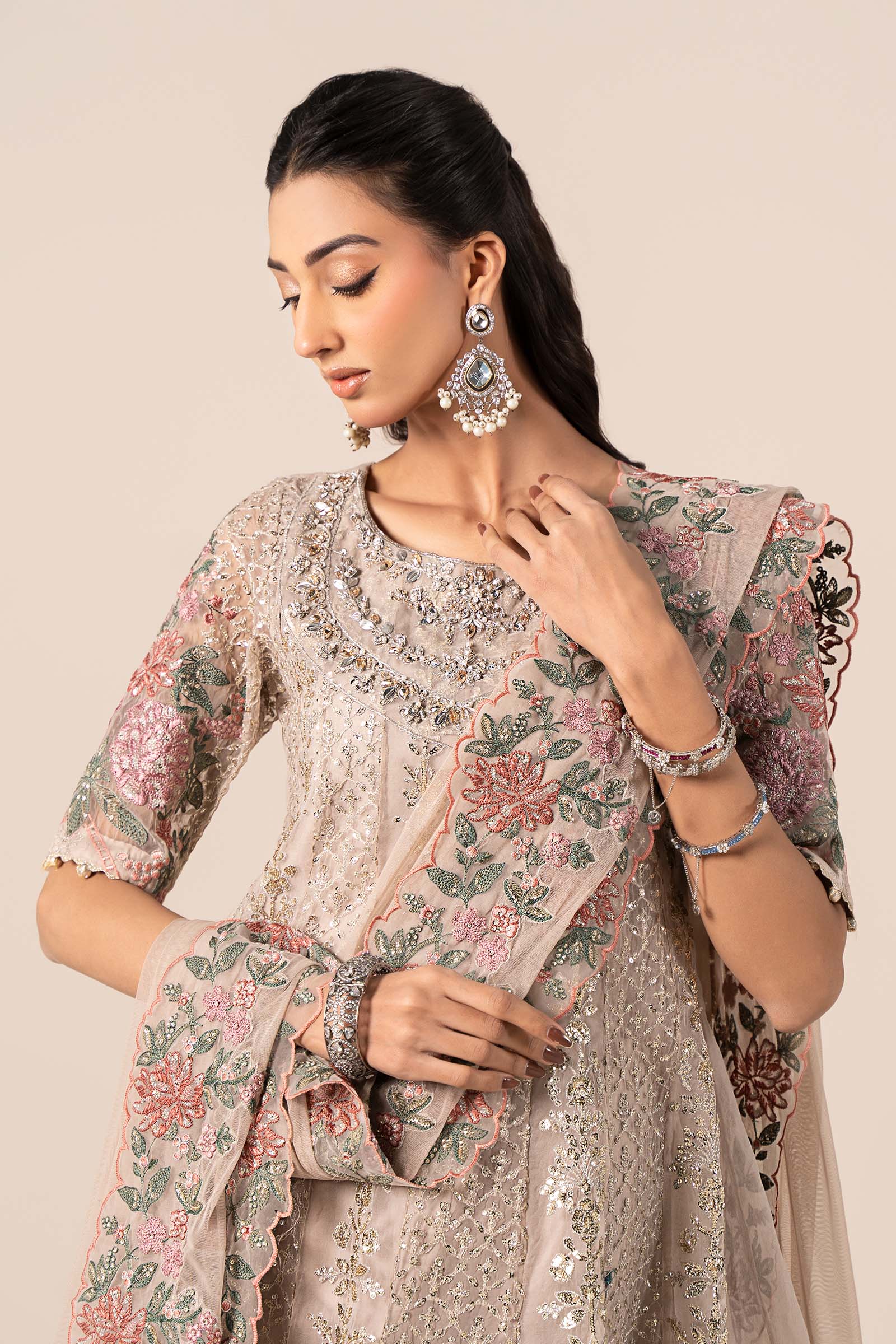 3 Piece Embroidered Organza Suit - Image 2