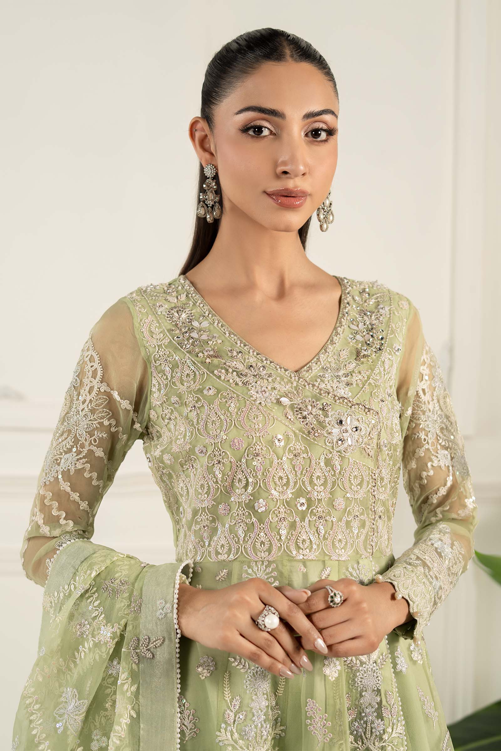 3 Piece Embroidered Organza Suit - Image 2