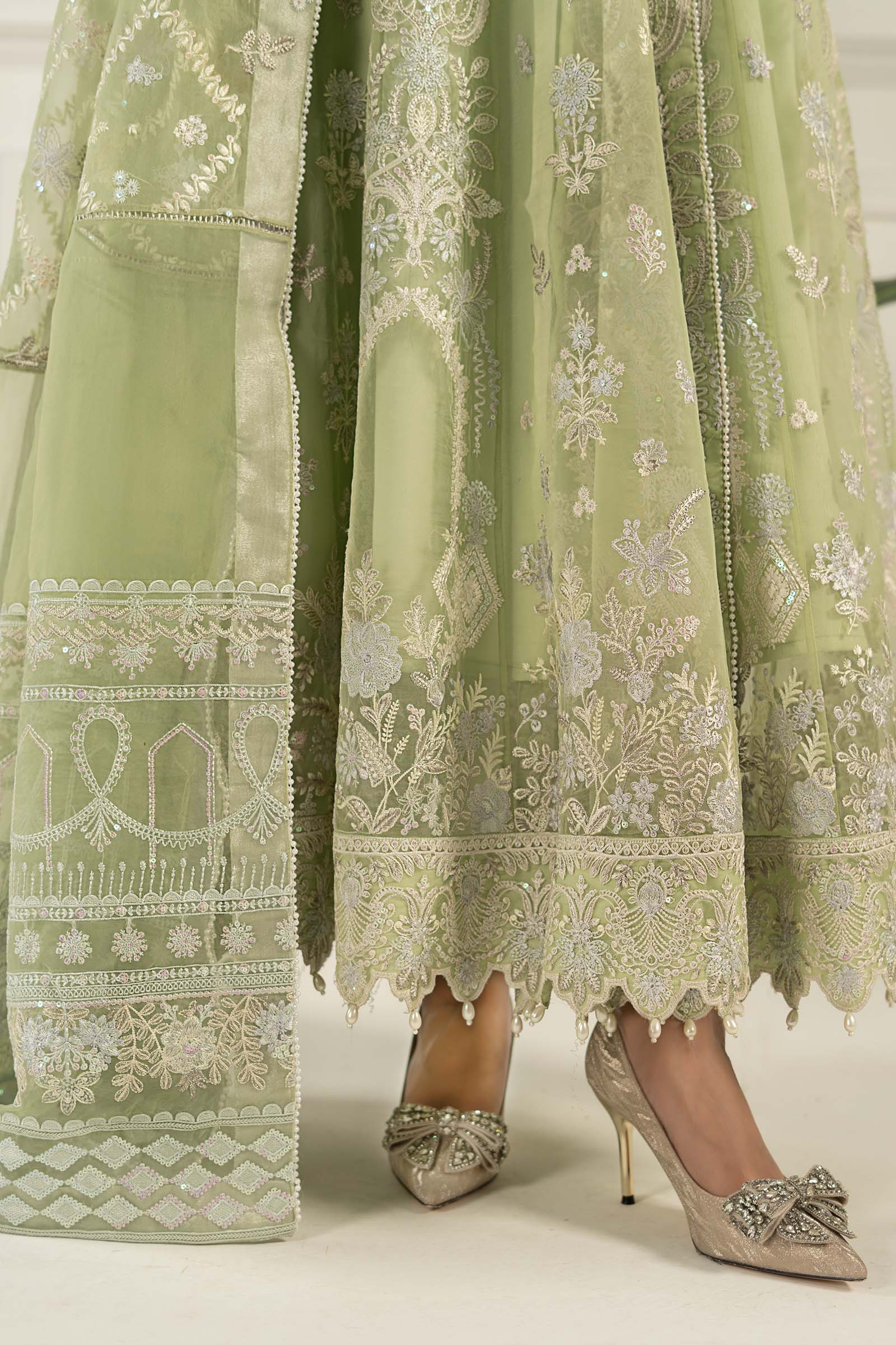 3 Piece Embroidered Organza Suit - Image 3