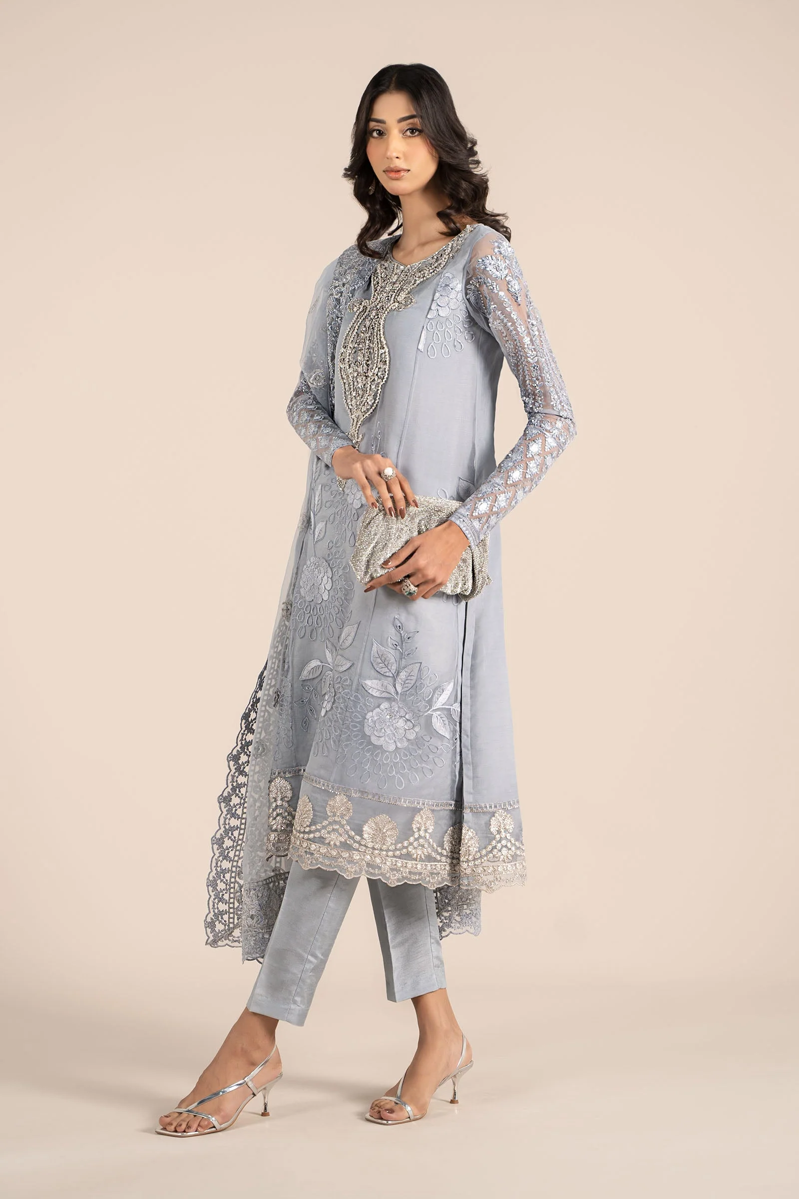 3 Piece Embroidered Organza Suit - Image 10