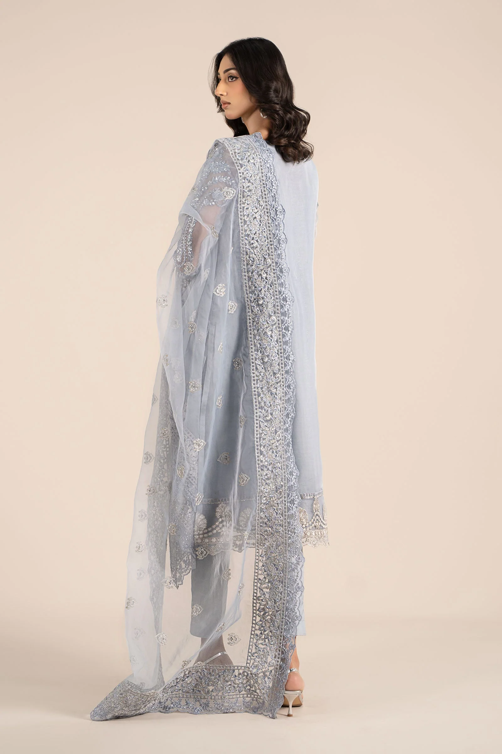 3 Piece Embroidered Organza Suit - Image 11