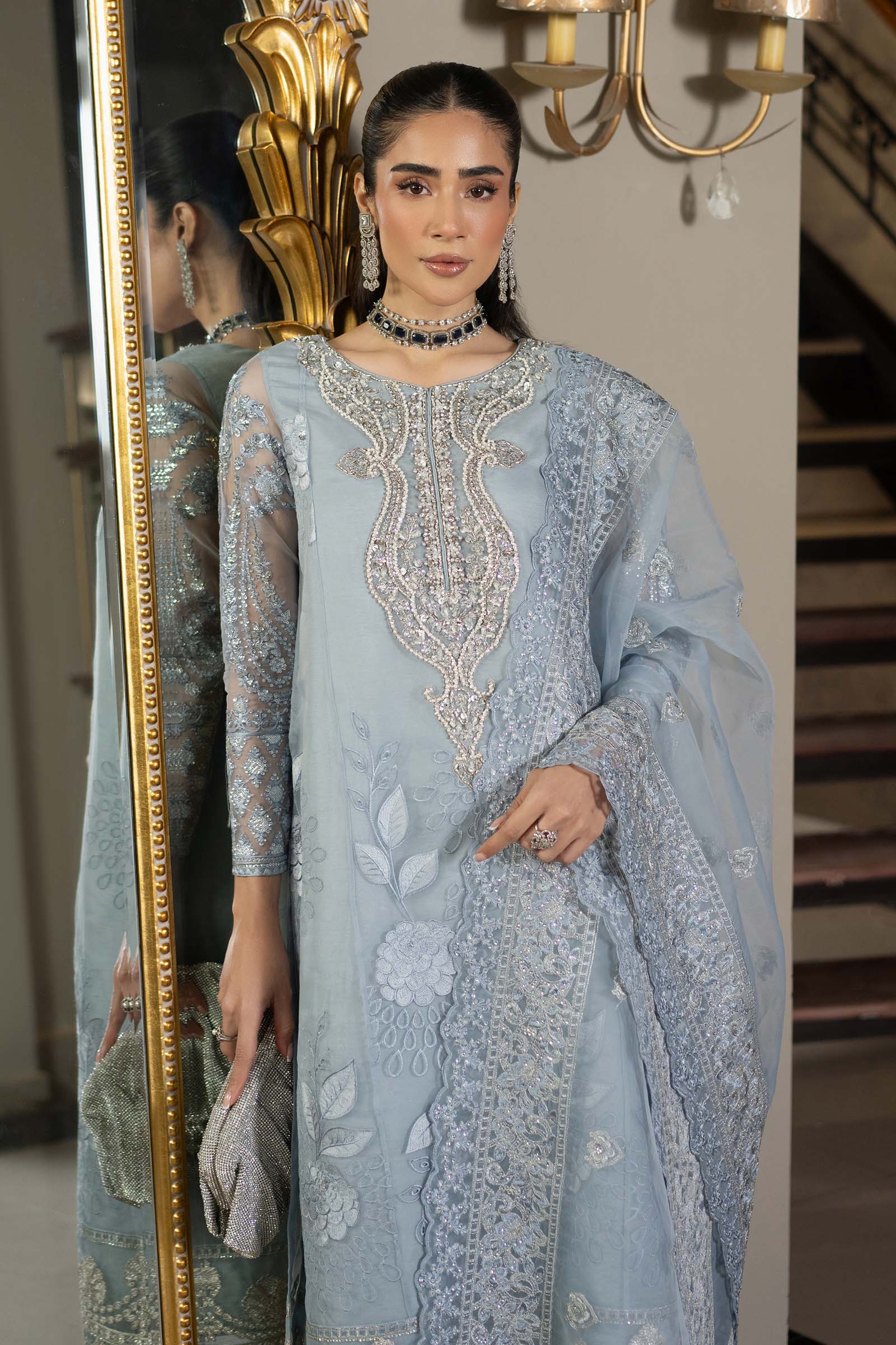 3 Piece Embroidered Organza Suit - Image 2