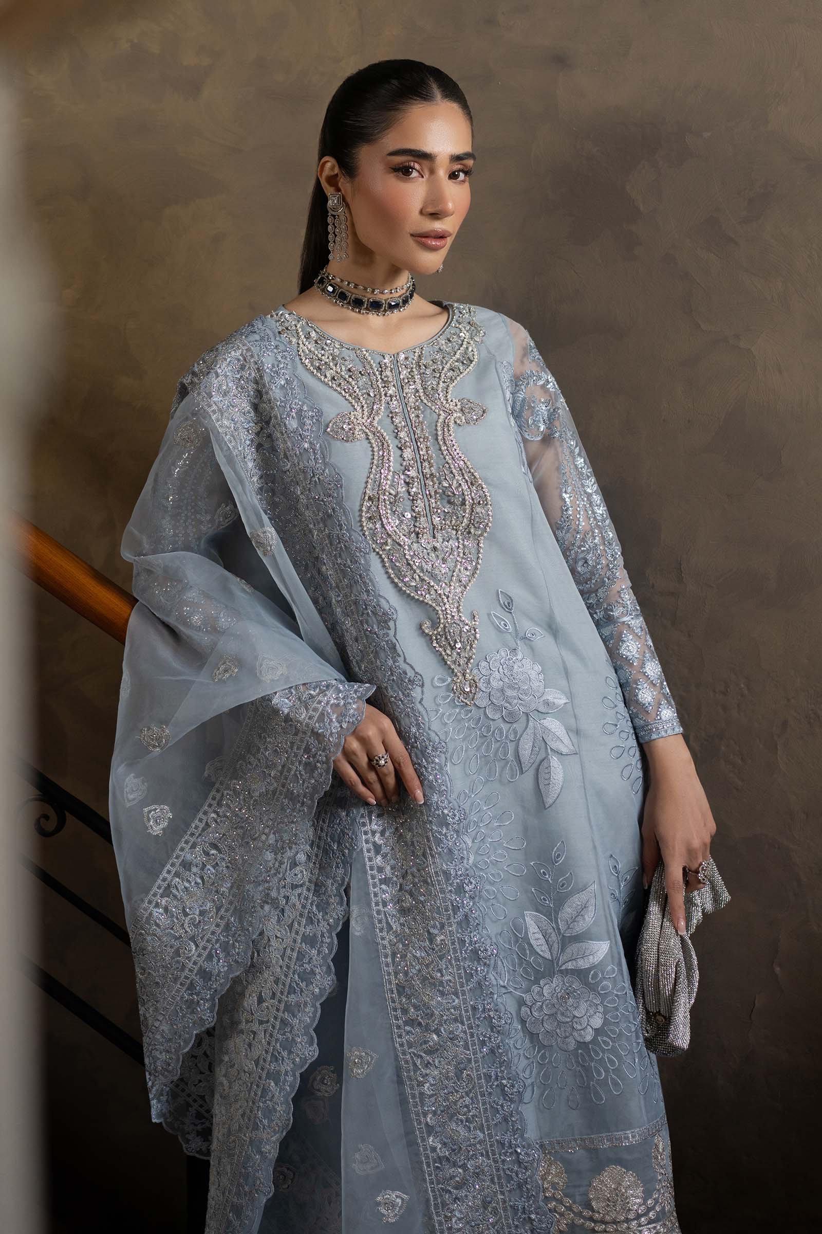 3 Piece Embroidered Organza Suit - Image 3