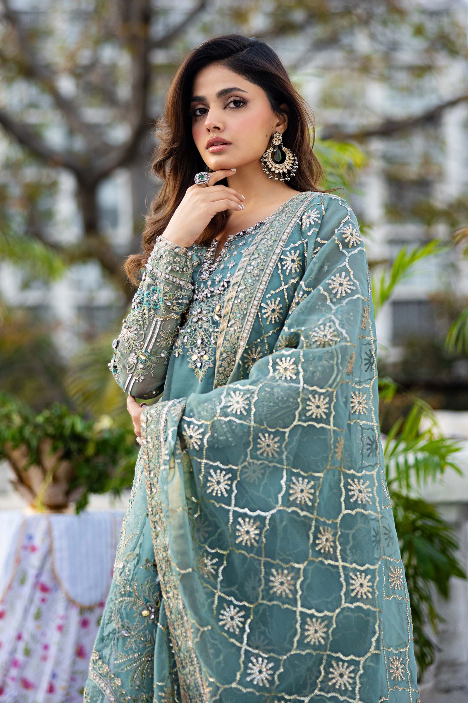 3 Piece Embroidered Organza Suit - Image 2