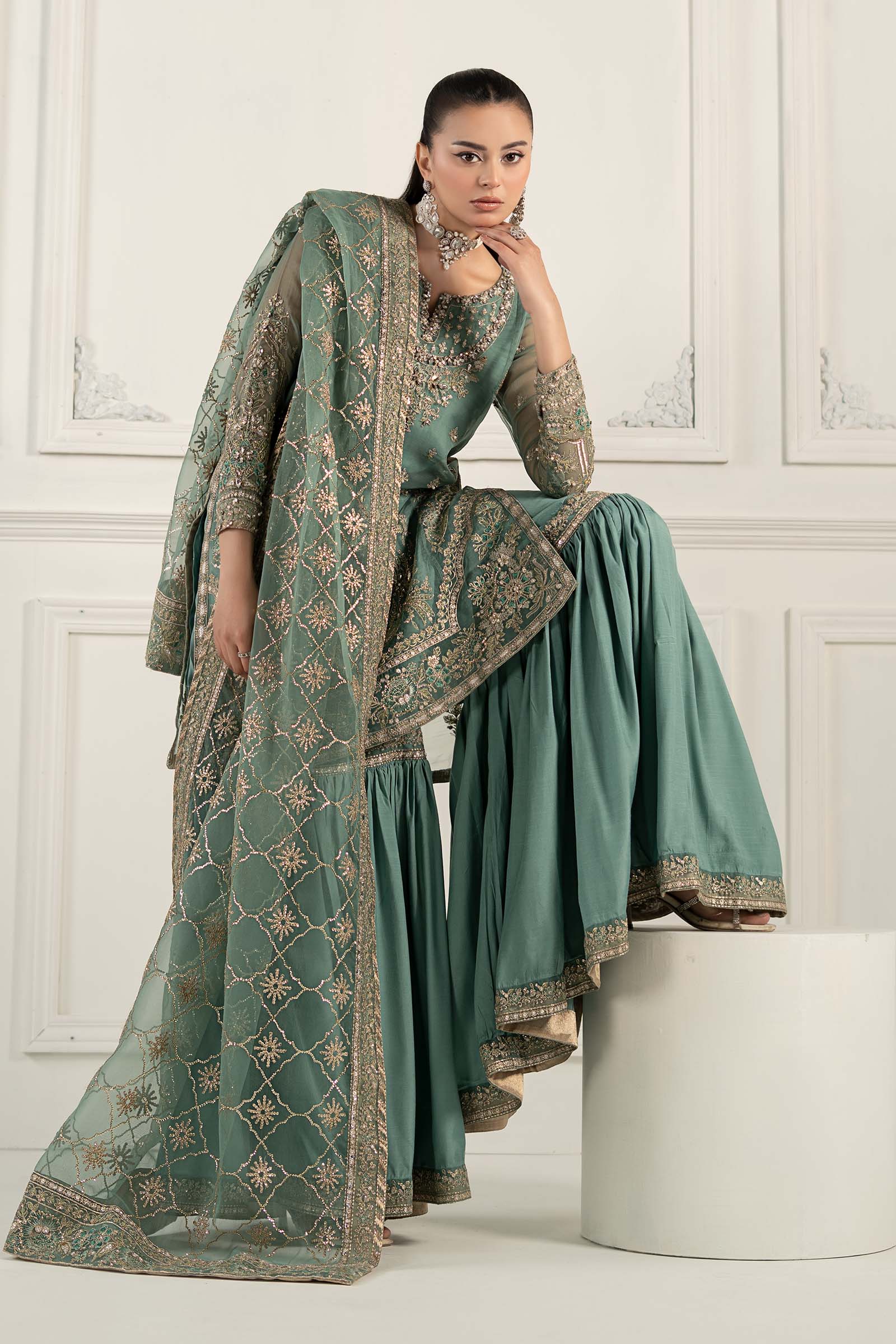 3 Piece Embroidered Organza Suit - Image 4