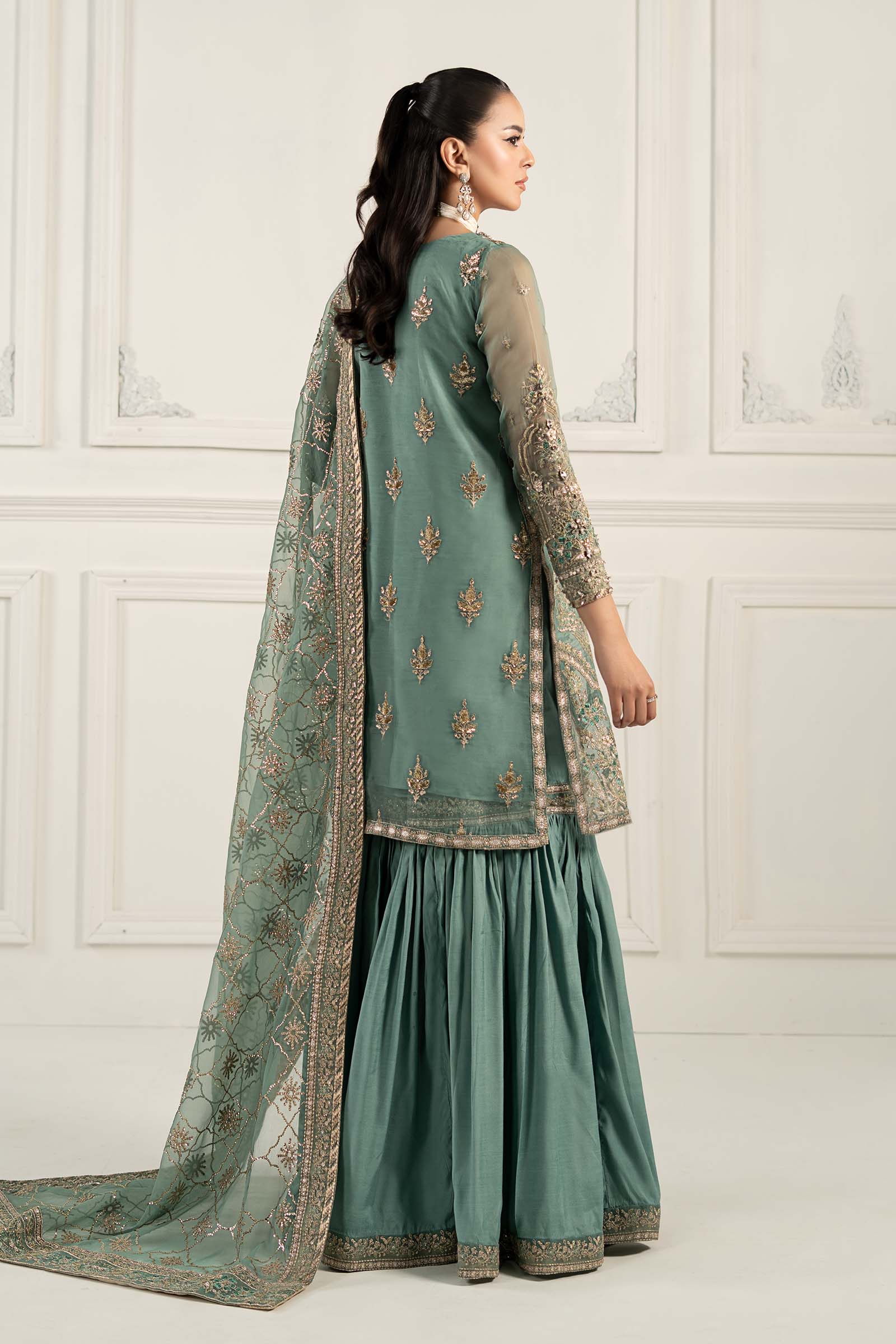3 Piece Embroidered Organza Suit - Image 9