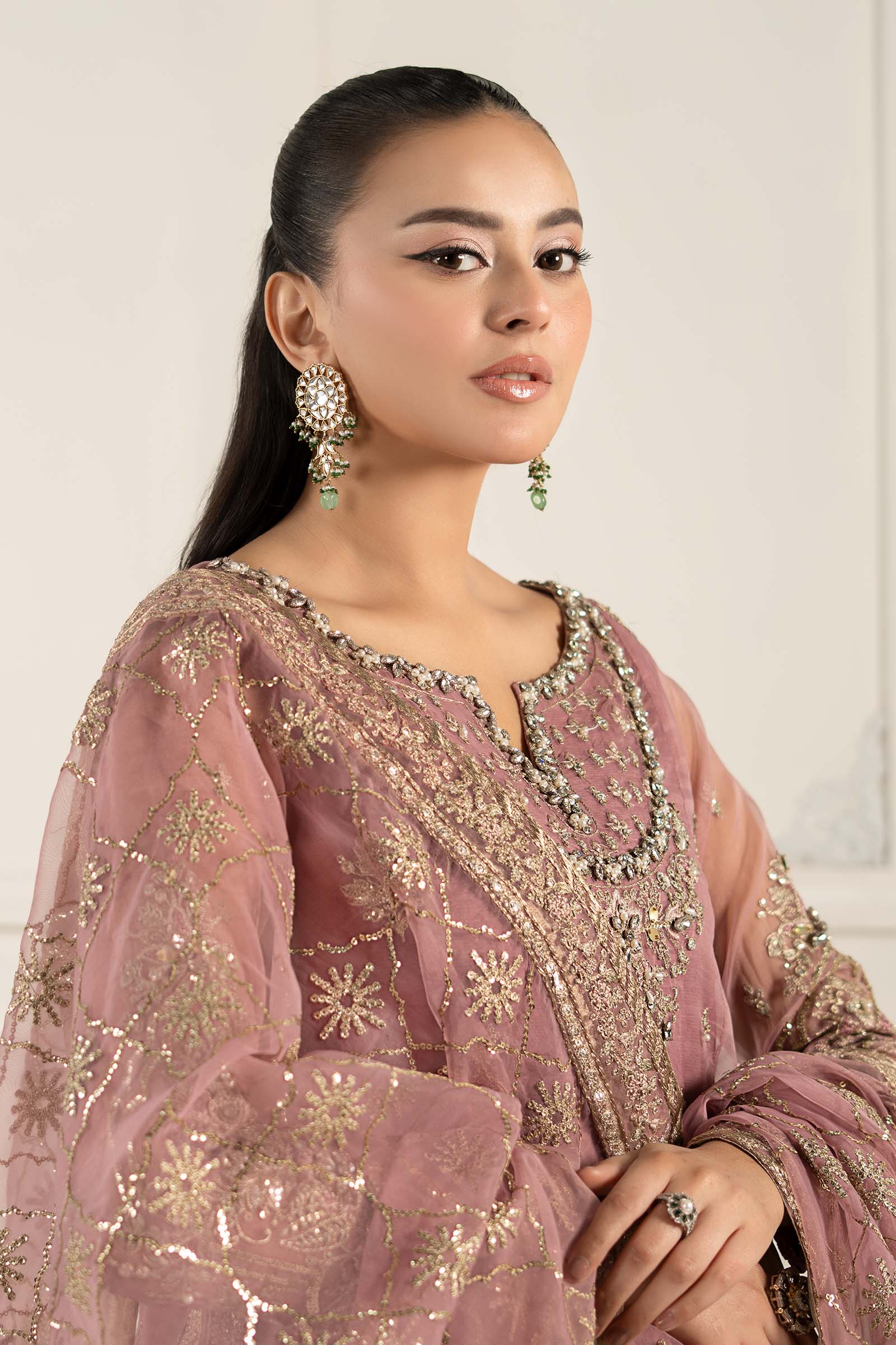 3 Piece Embroidered Organza Suit - Image 2